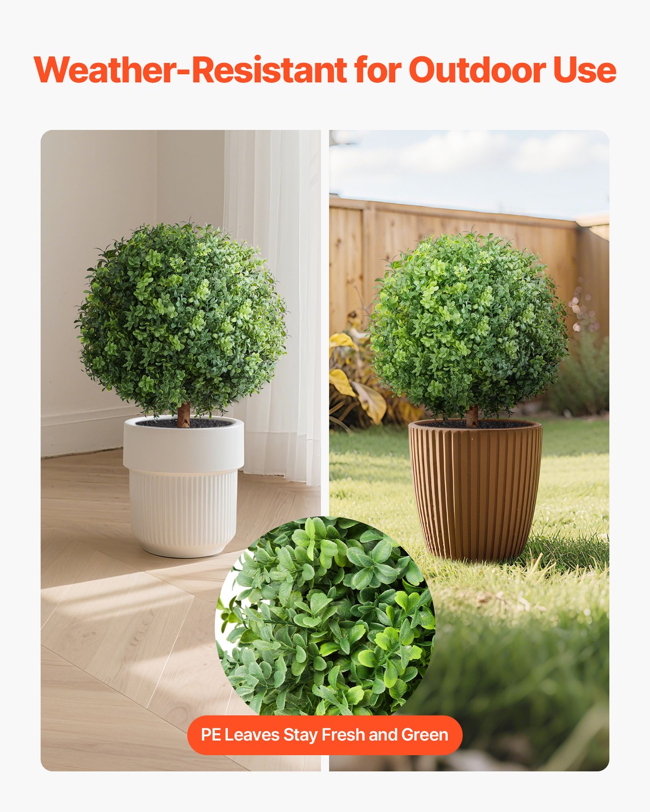 VEVOR Artificial Topiary Boxwood Tree with Ground Spike 22 Inch Faux Shrub