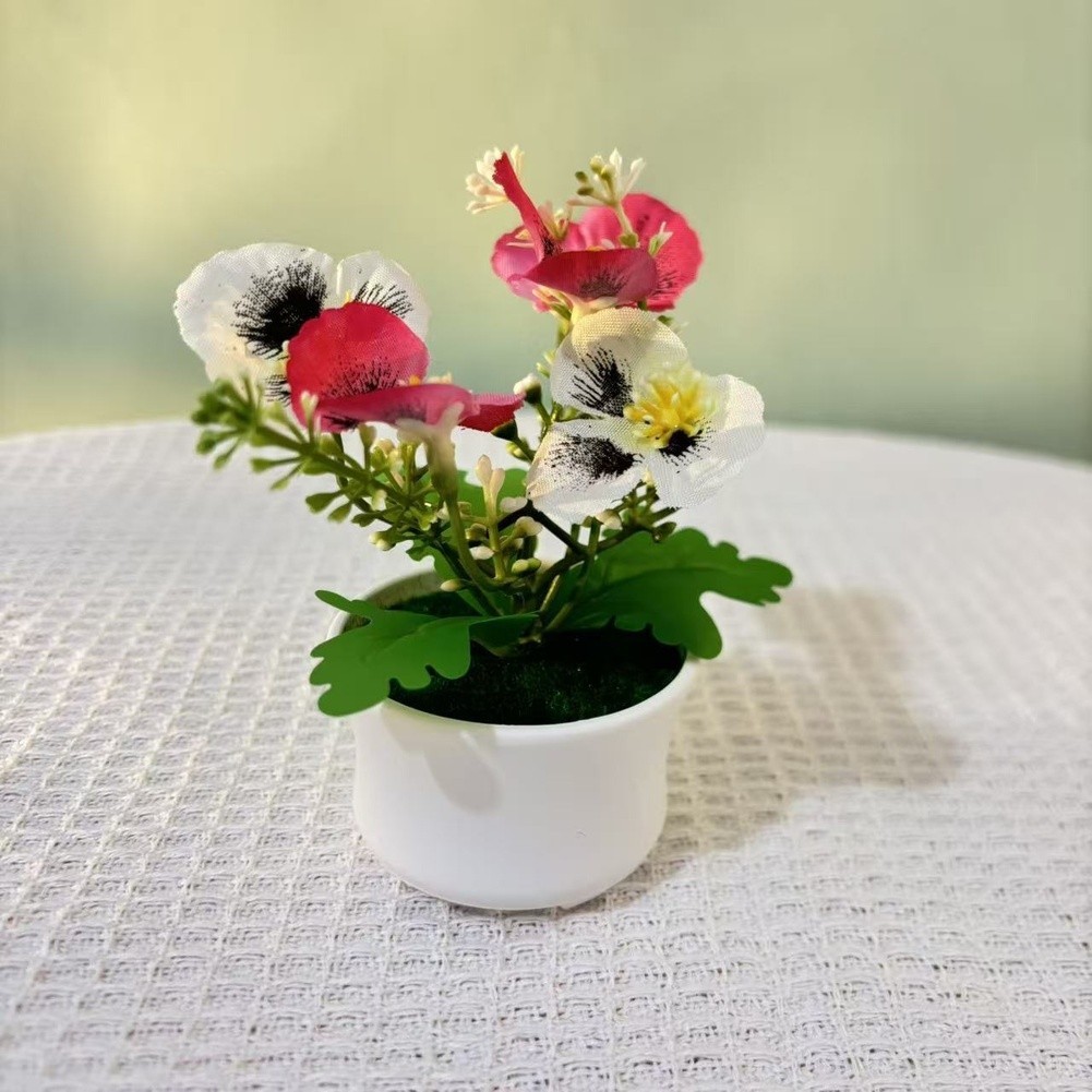 Realistic Fabric Phalaenopsis Orchid Potted Plant 12cm Tall for Indoor Decor
