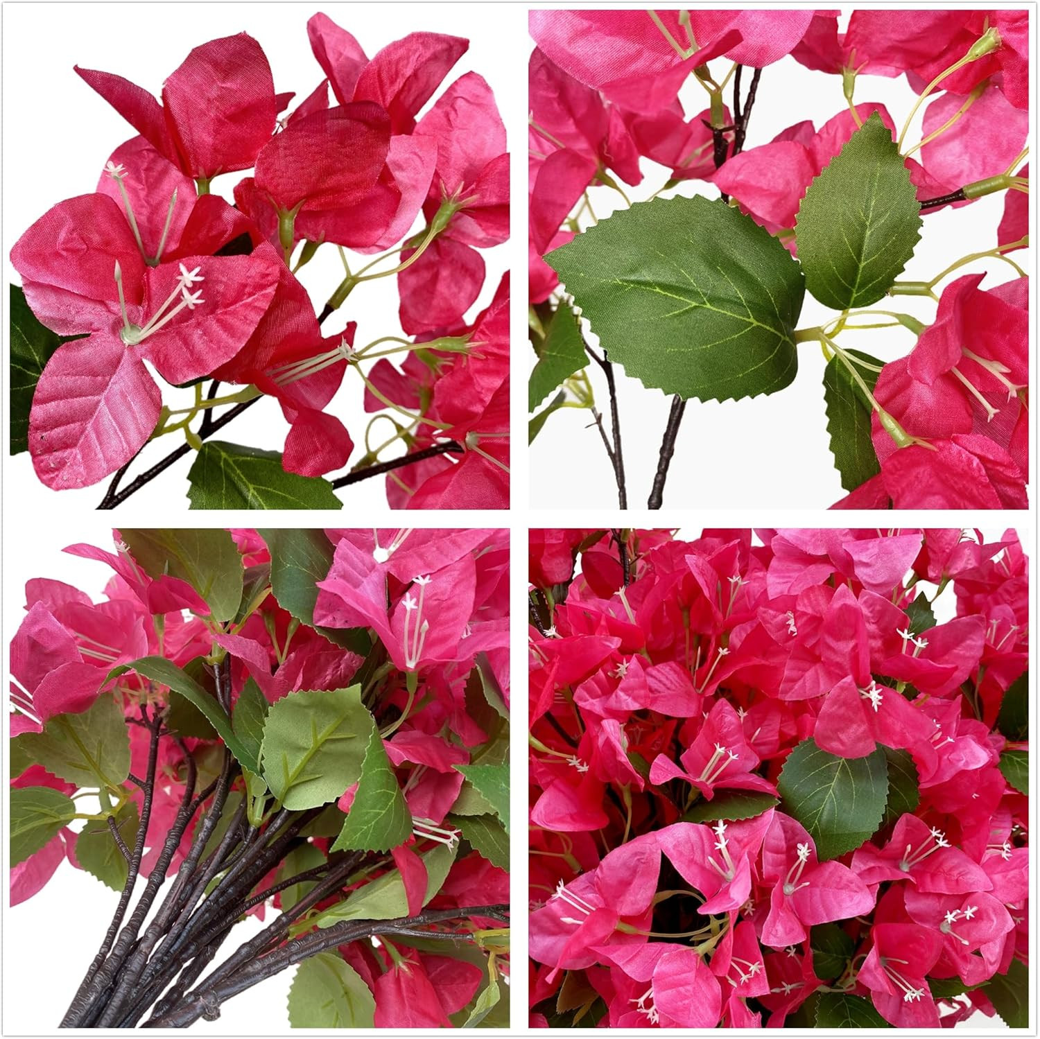 16 Pack Fuchsia Artificial Bougainvillea Flower Stems for Home & Events