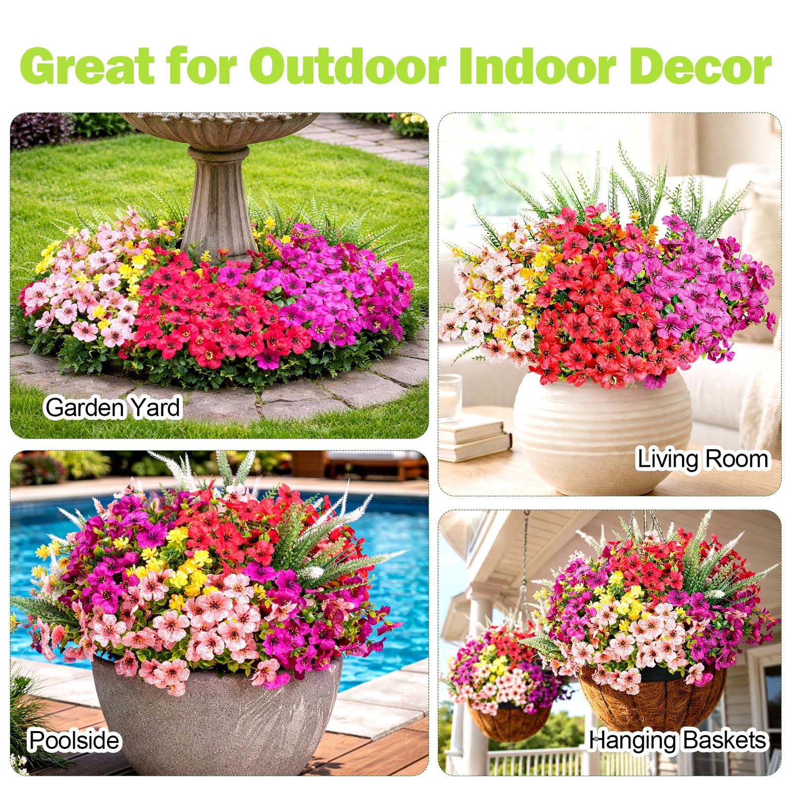 20 Packs Artificial Flowers Outdoor UV Resistant Fake Plants for Spring Garde…