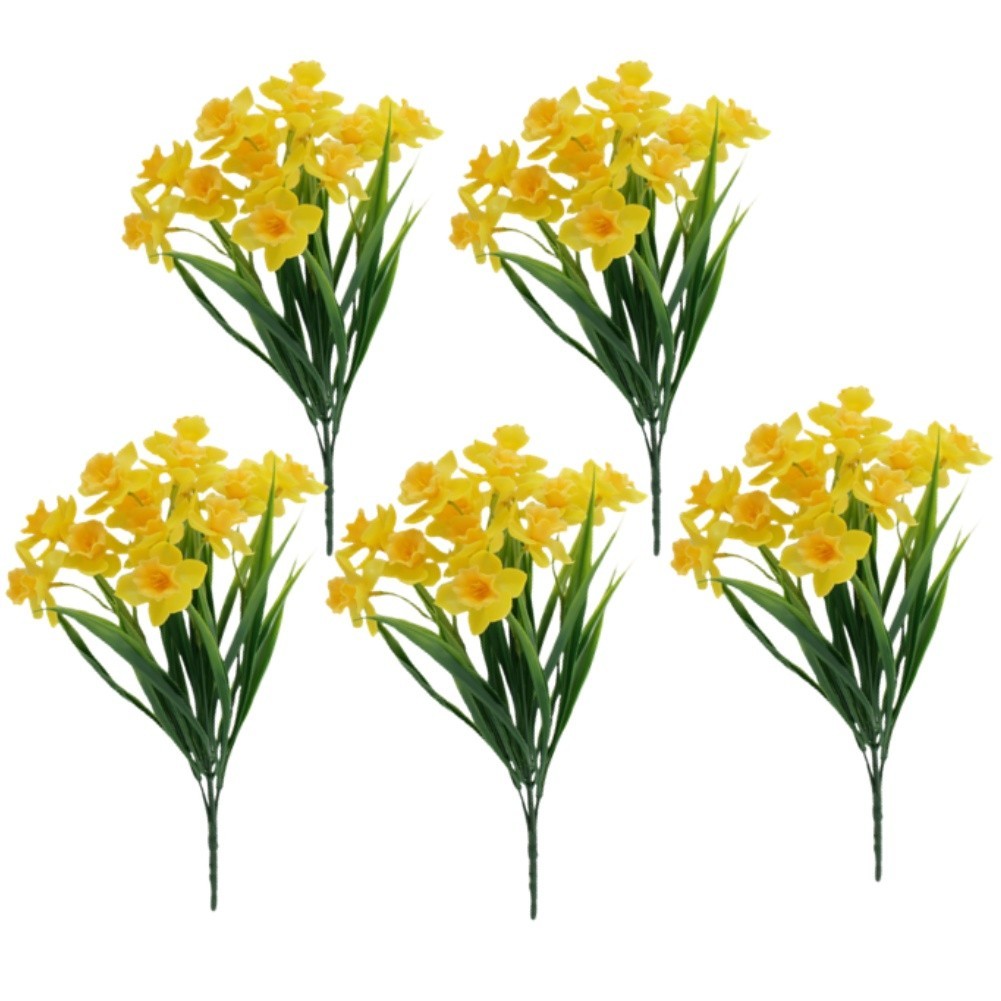 Yellow Artificial Narcissus Bouquet 5PCS 36cm for Photo Prop Home Decor