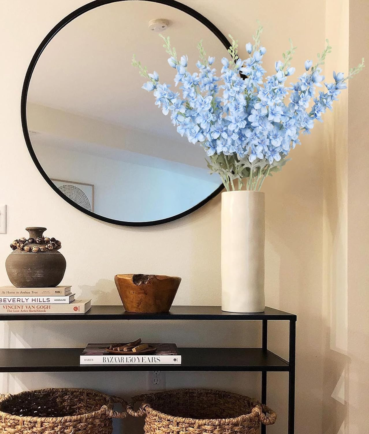 8PCS Baby Blue Delphinium Artificial Flowers for Home Wedding Decor