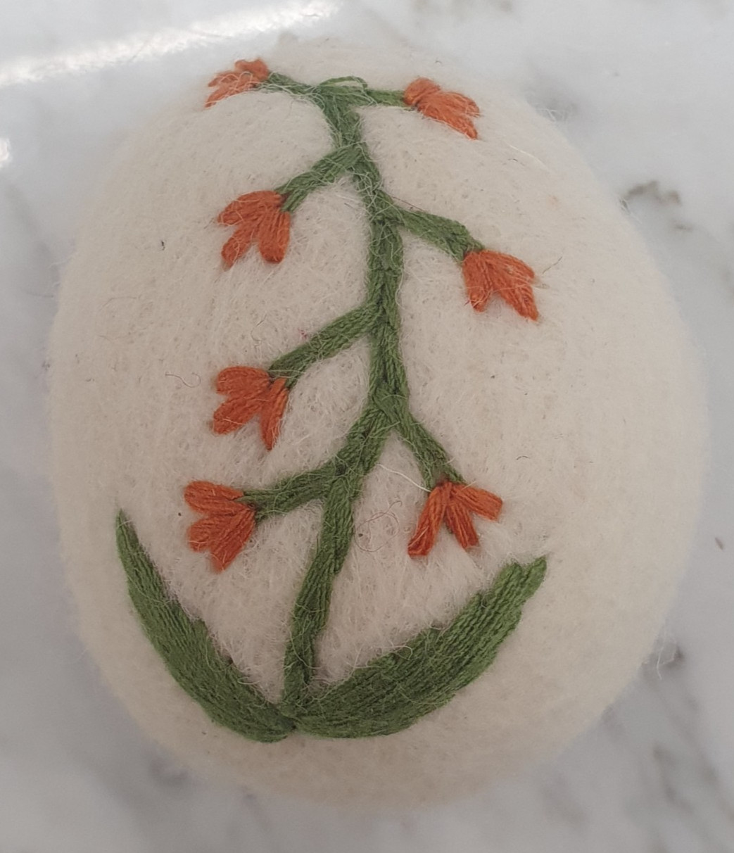 6 Cottage Core Farmhouse Chic Boiled Wool Eggs Embroidered Flowers Basket Decor