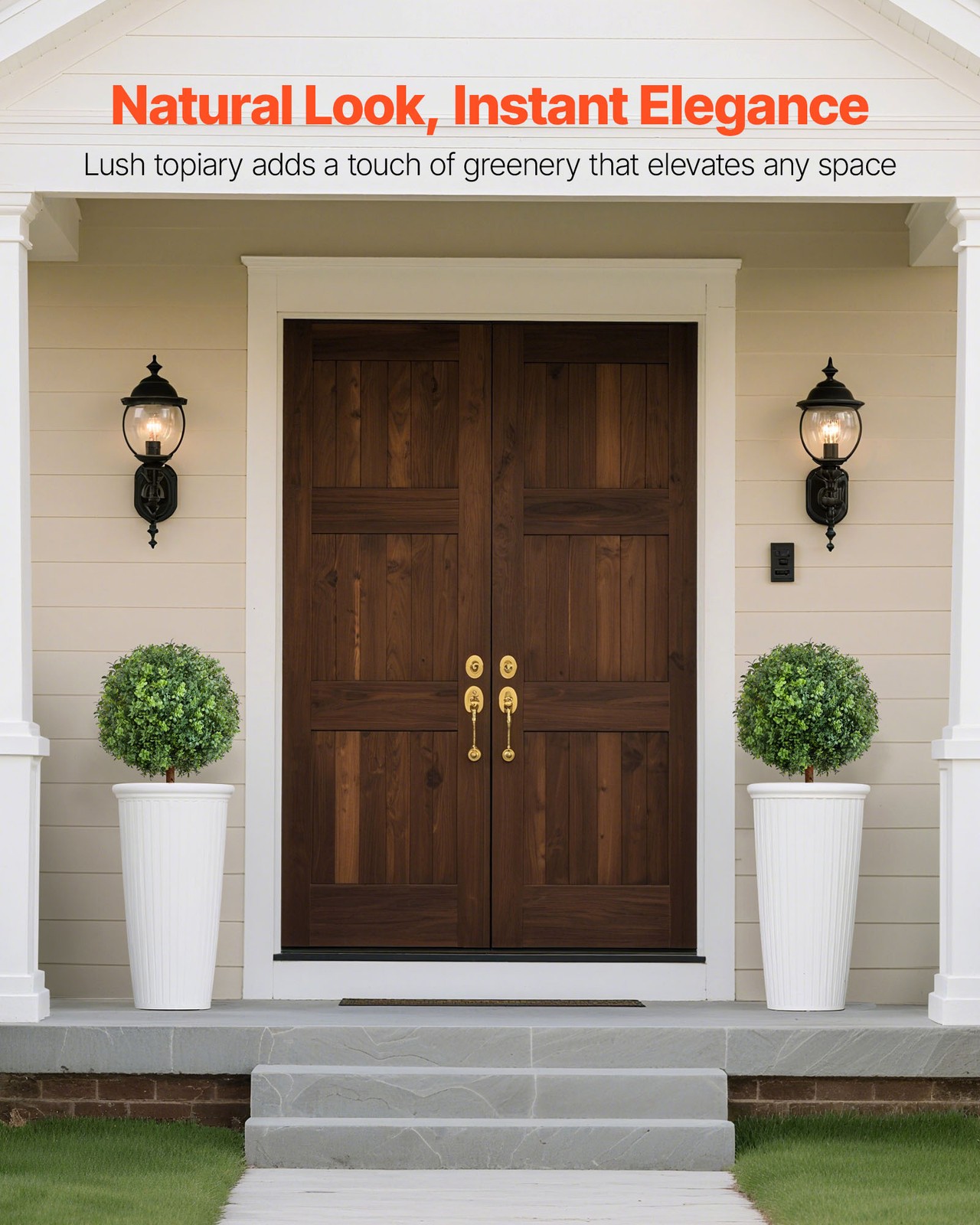 VEVOR Artificial Topiary Boxwood Tree with Ground Spike 22 Inch Faux Shrub