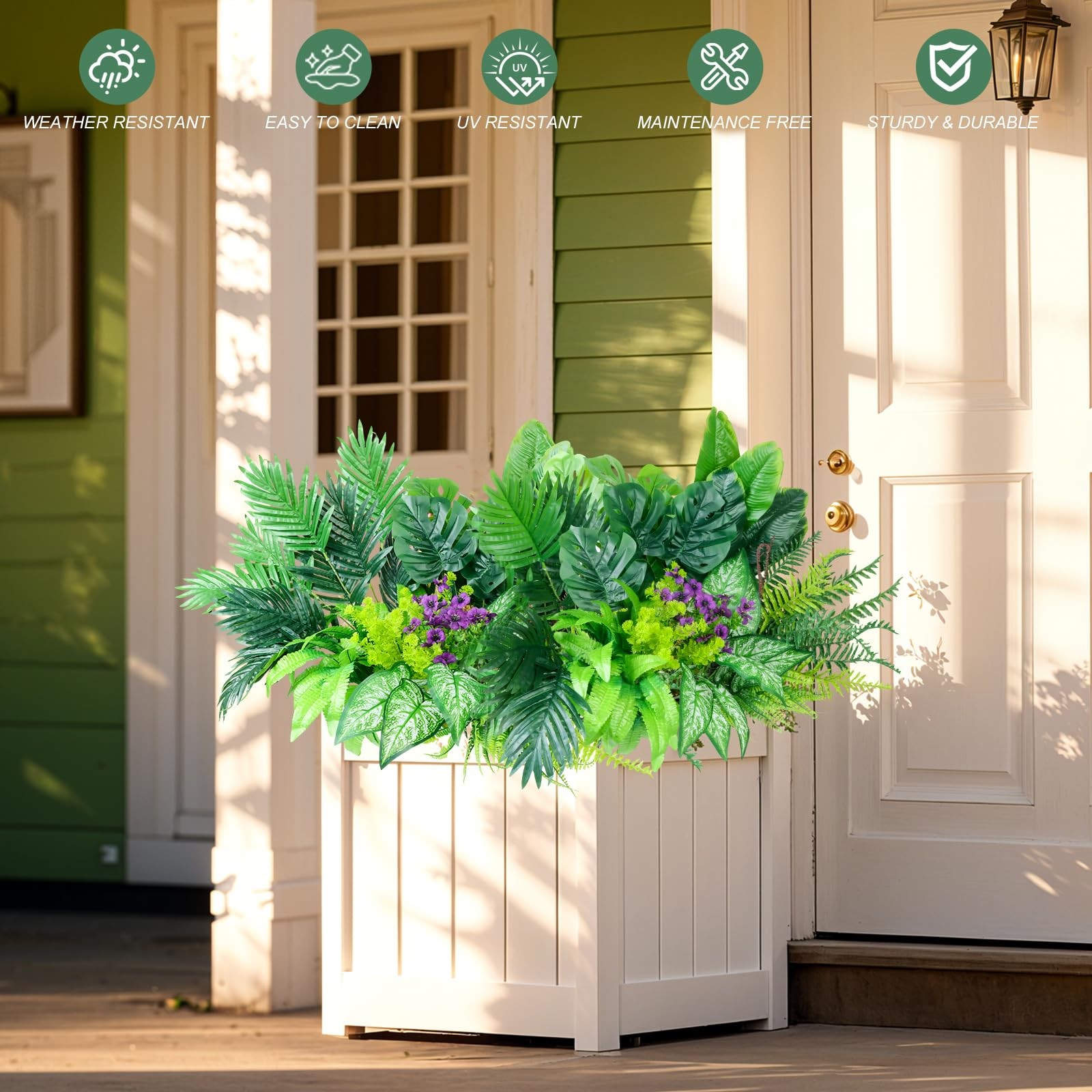 Artificial Greenery Plants Outdoor Faux Shrubs Ferns UV Resistant,Large Fake …
