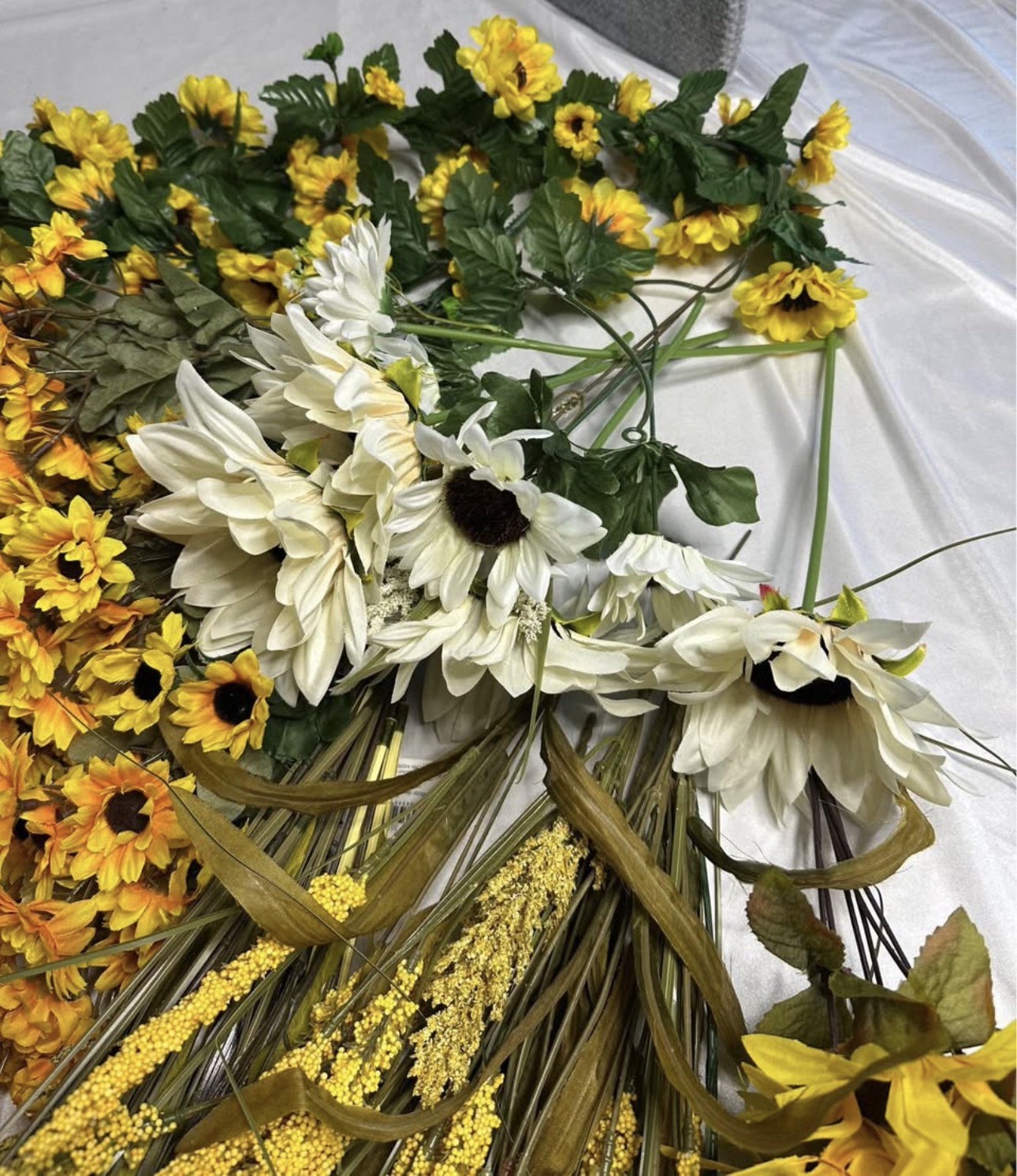 Mixed Lot Artificial Flowers And Garland Fall Colors Orange Yellow Sunflower