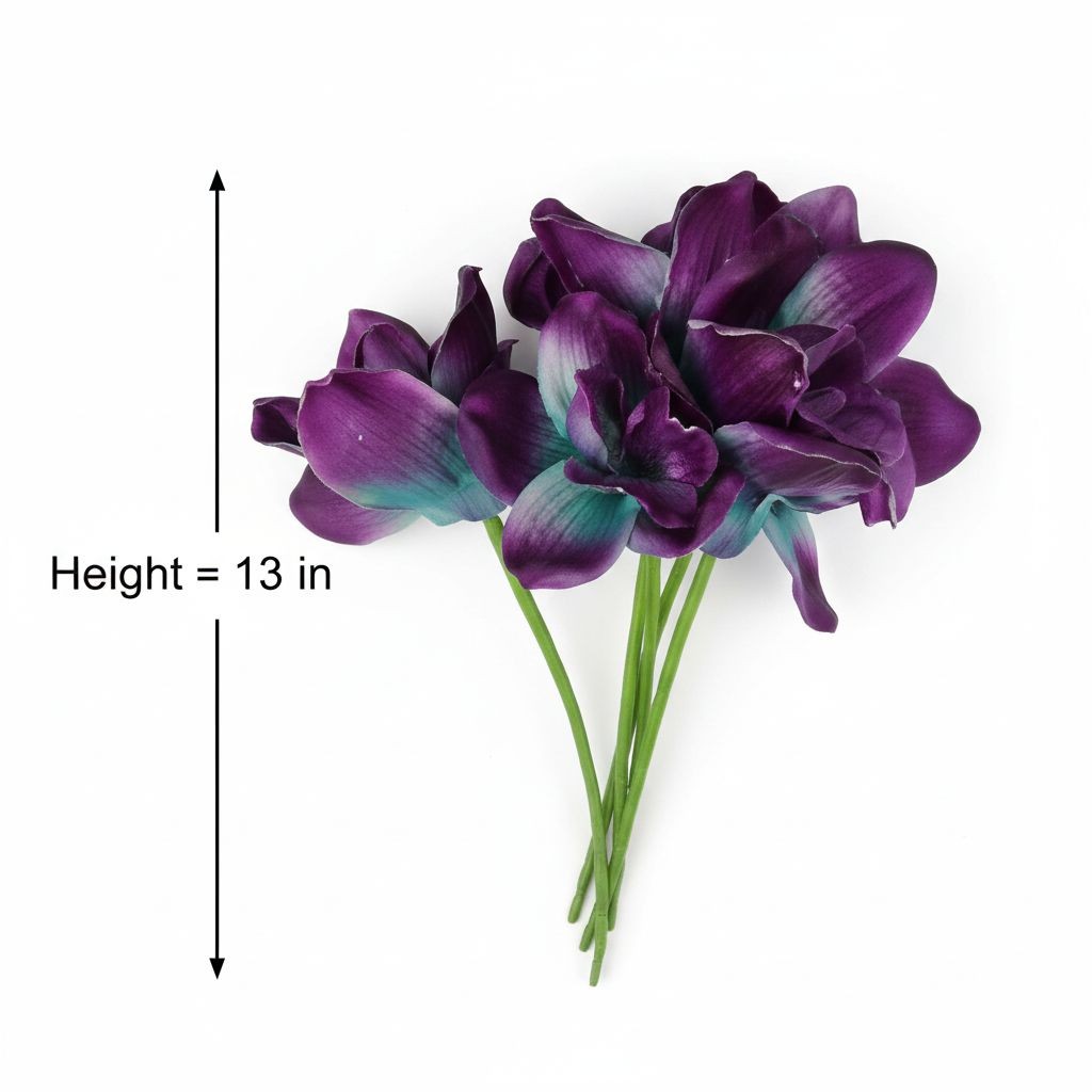 Artificial Purple Teal Orchids 5 Stems Faux Flowers Tropical Decor Wedding Craft