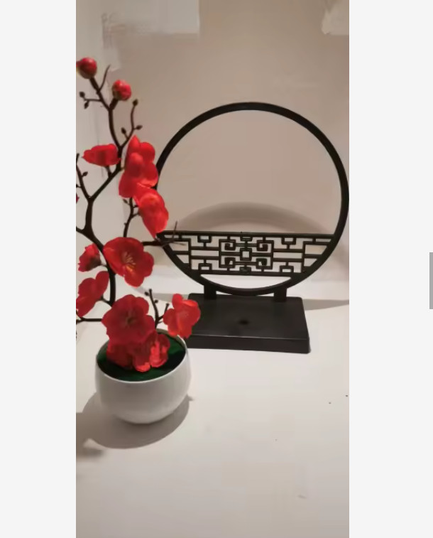 3 Colors Artificial Plum Blossom Bonsai with Screen Base