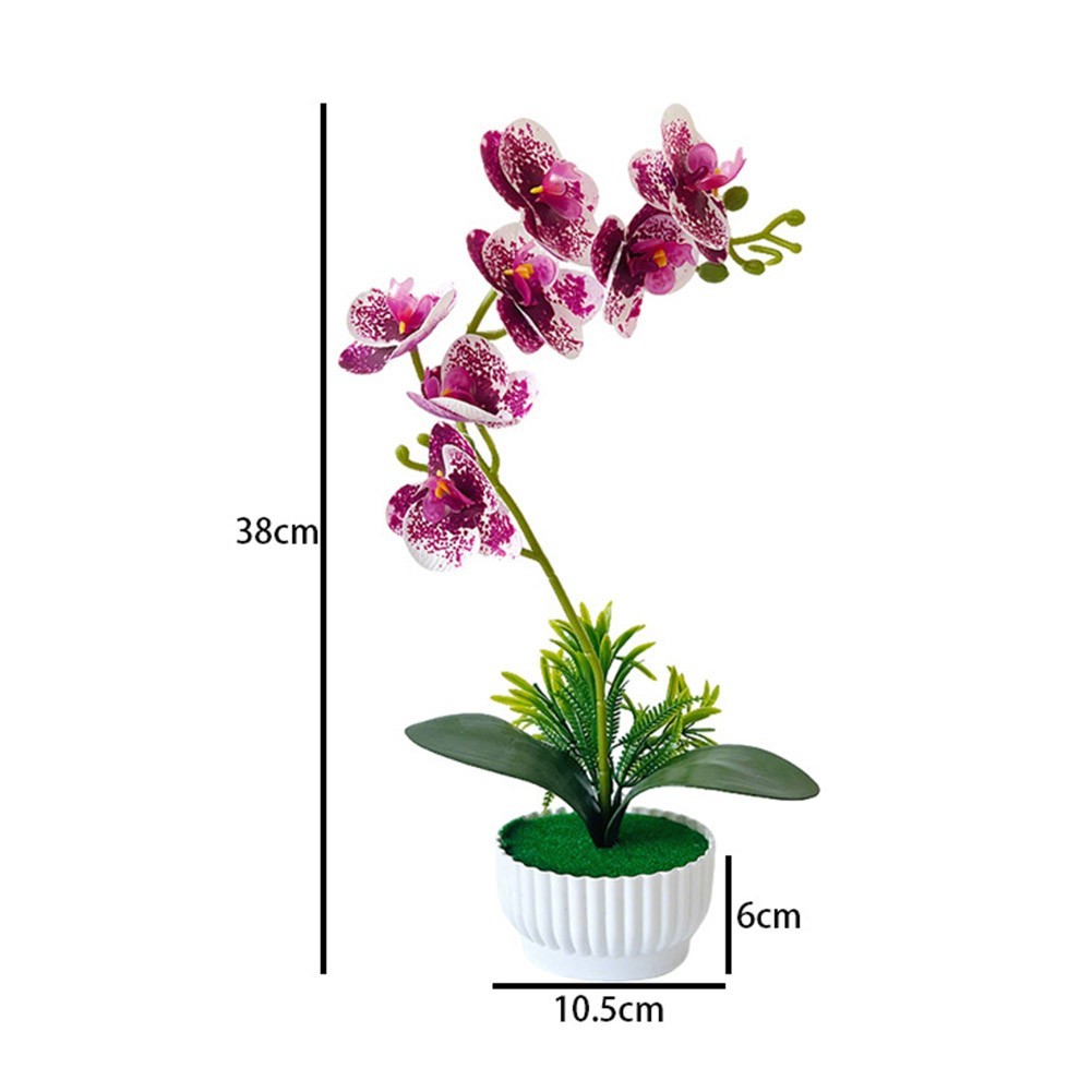 Orchid Artificial Plant Potted for Living Room Office Desk 38 10.5 6cm Plastic