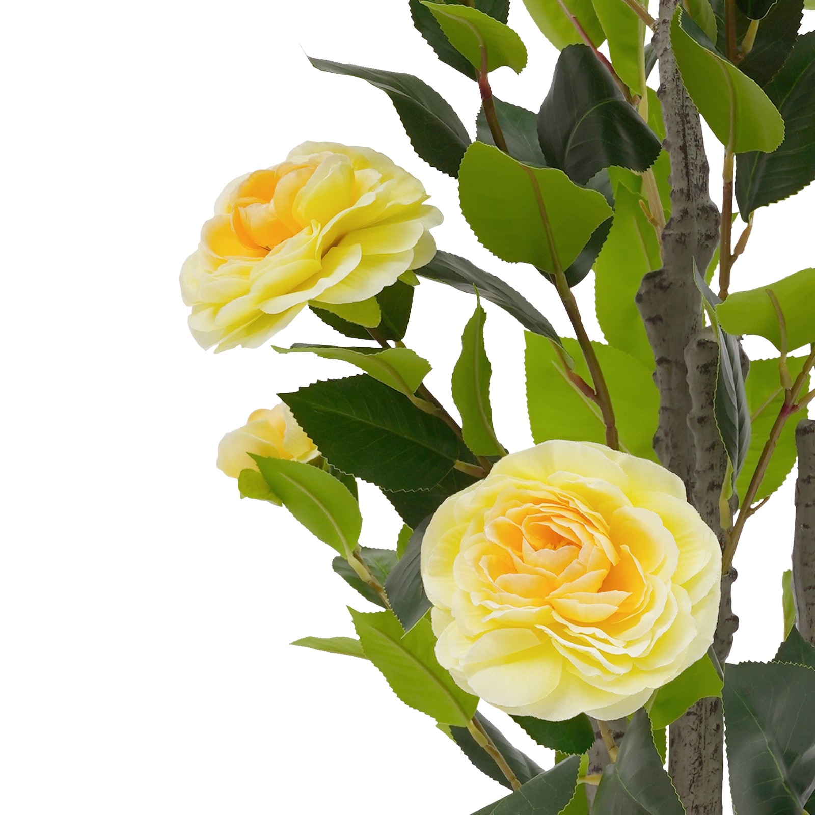 2 Pack Artificial Tea Rose Tree Artificial Plant 20 Yellow Flowers Each Piece