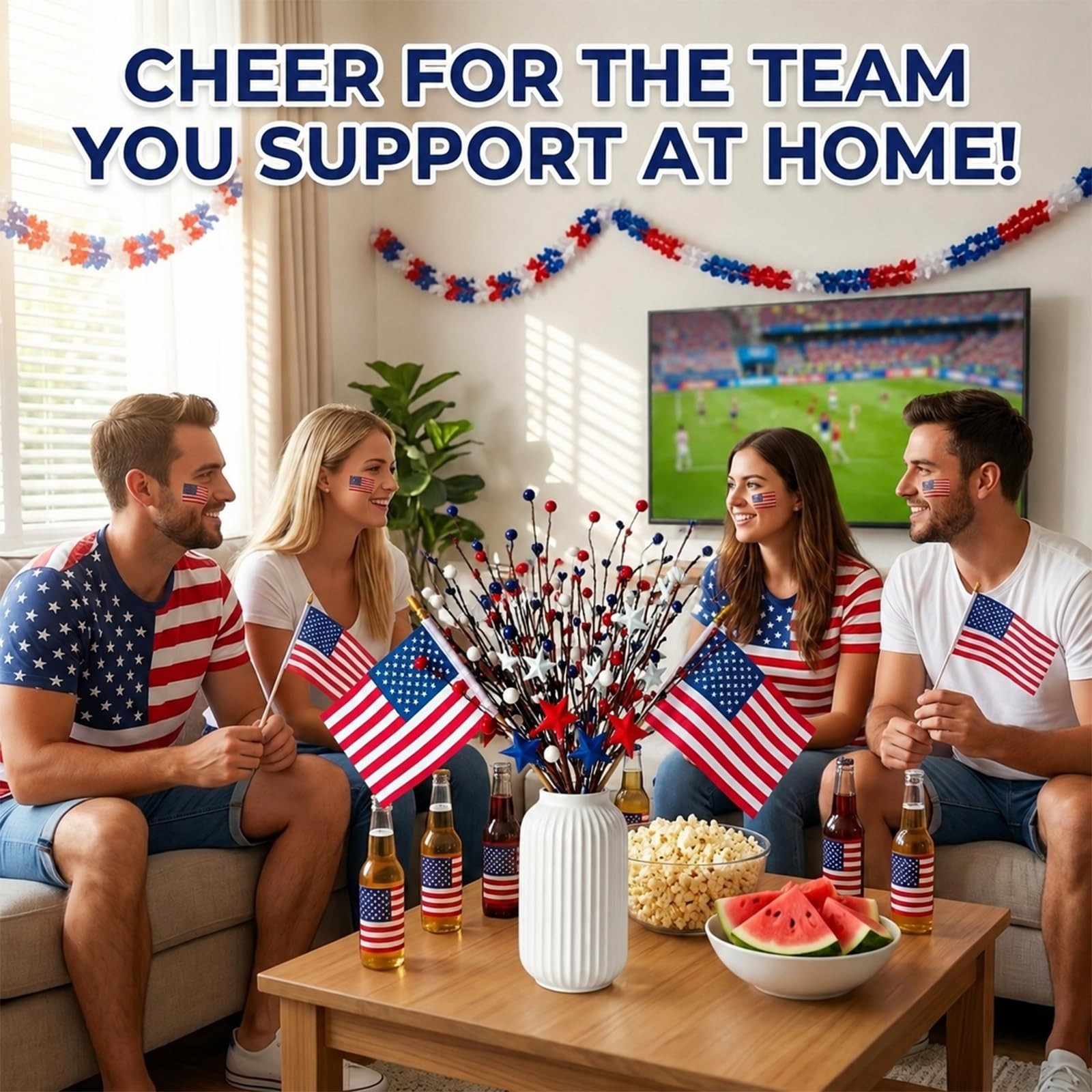 4th of July Patriotic Decorations, 4 Pcs Artificial Stem Picks Red White and …