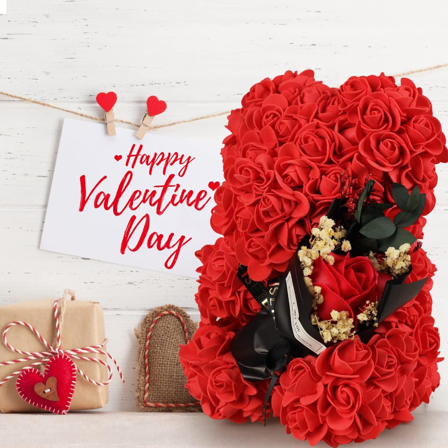 Valentines Day Gifts for Her, Valentines Day Rose Bear, Rose Teddy Bear, Gifts f