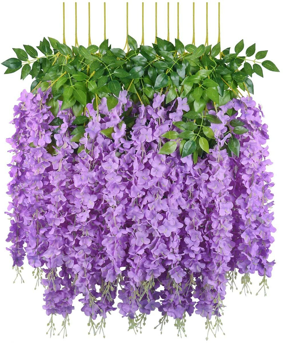12× Purple 3.6Ft Artificial Wisteria Hanging Garland Flower Garden Wedding Decor