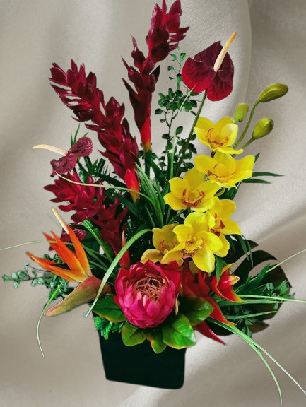 Artificial tropical floral arrangement