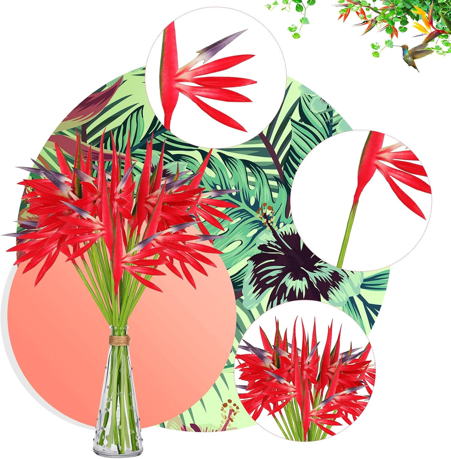 20pcs Bird of Paradise Faux Flowers – Tropical Hawaiian Decor for Home & Wedding
