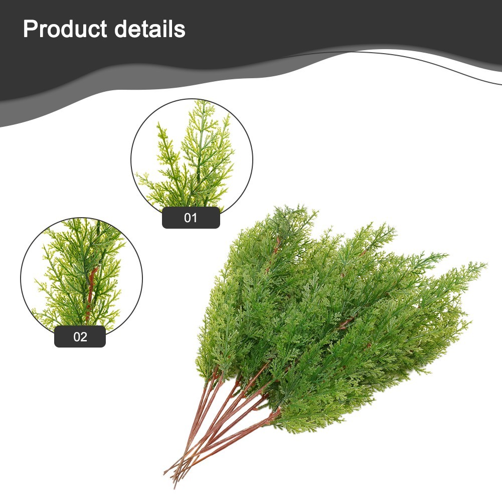 Artificial Pine Cypress Leaves Branch Simulation Green Plant Home Office Decor