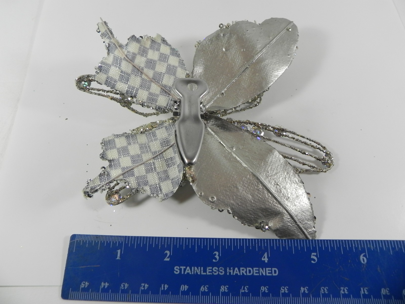 Mackenzie Childs 5″ Silver Butterfly Clip On Set of 2