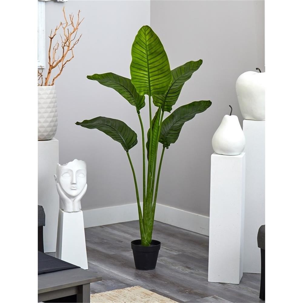 Pemberly Row Indoor/Outdoor 60″ Travelers Palm Tree UV Resistant – Green/Black