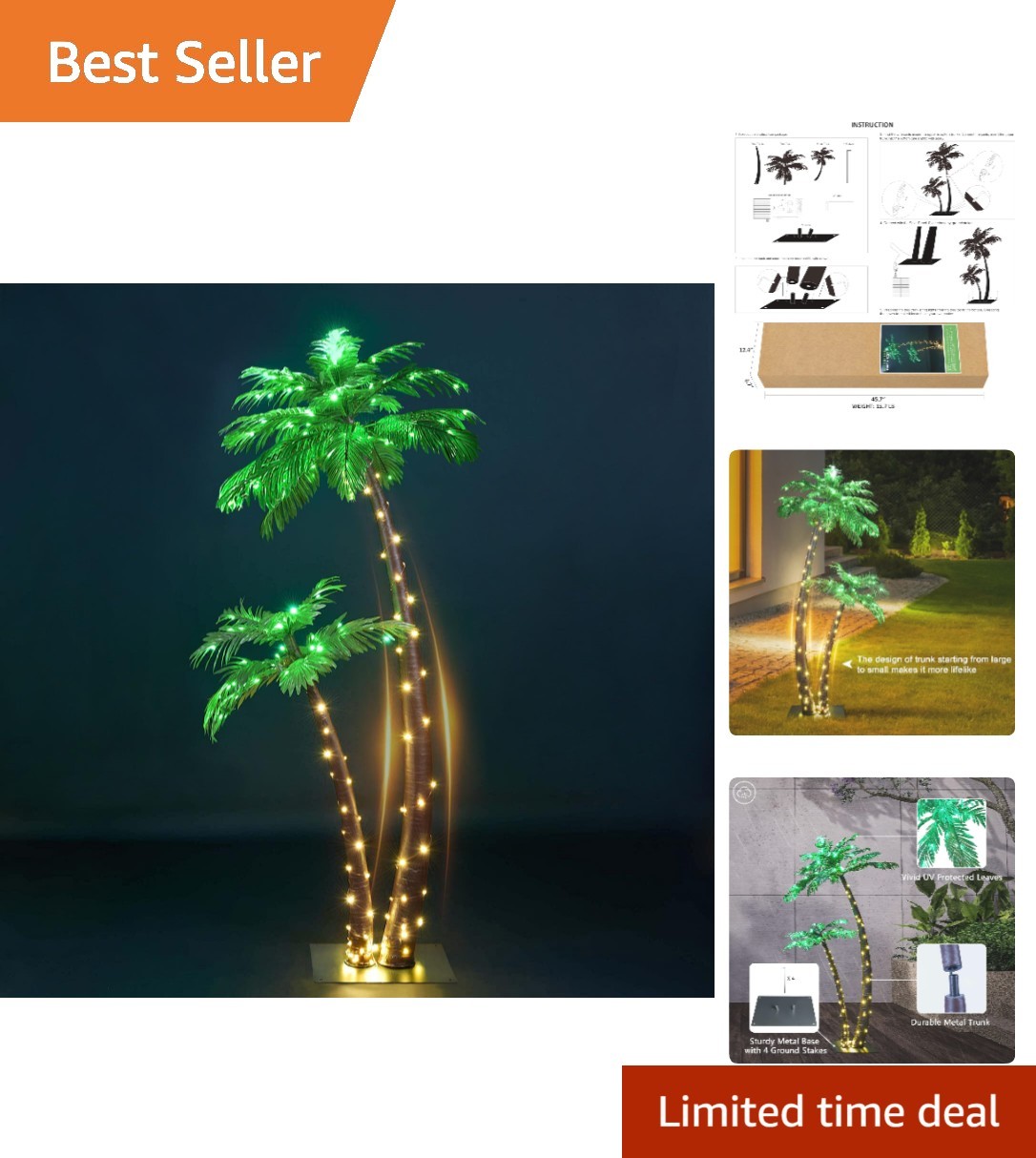 Impressive Artificial Lighted Solar Palm Tree – 4FT & 6FT Sizes Available