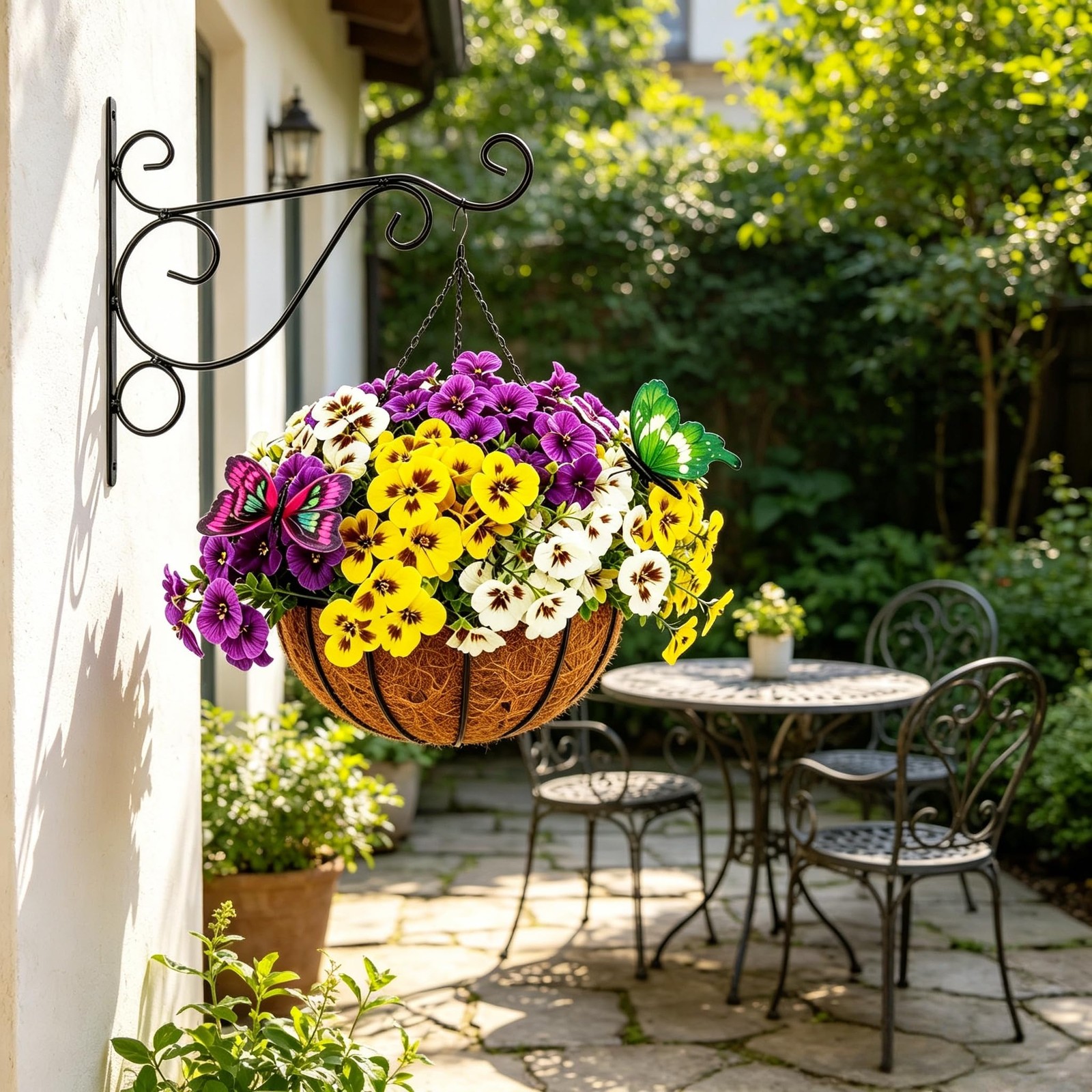 2 Sets Artificial Hanging Baskets with Pansy Flowers , 24 Pcs Faux Silk Pansy…