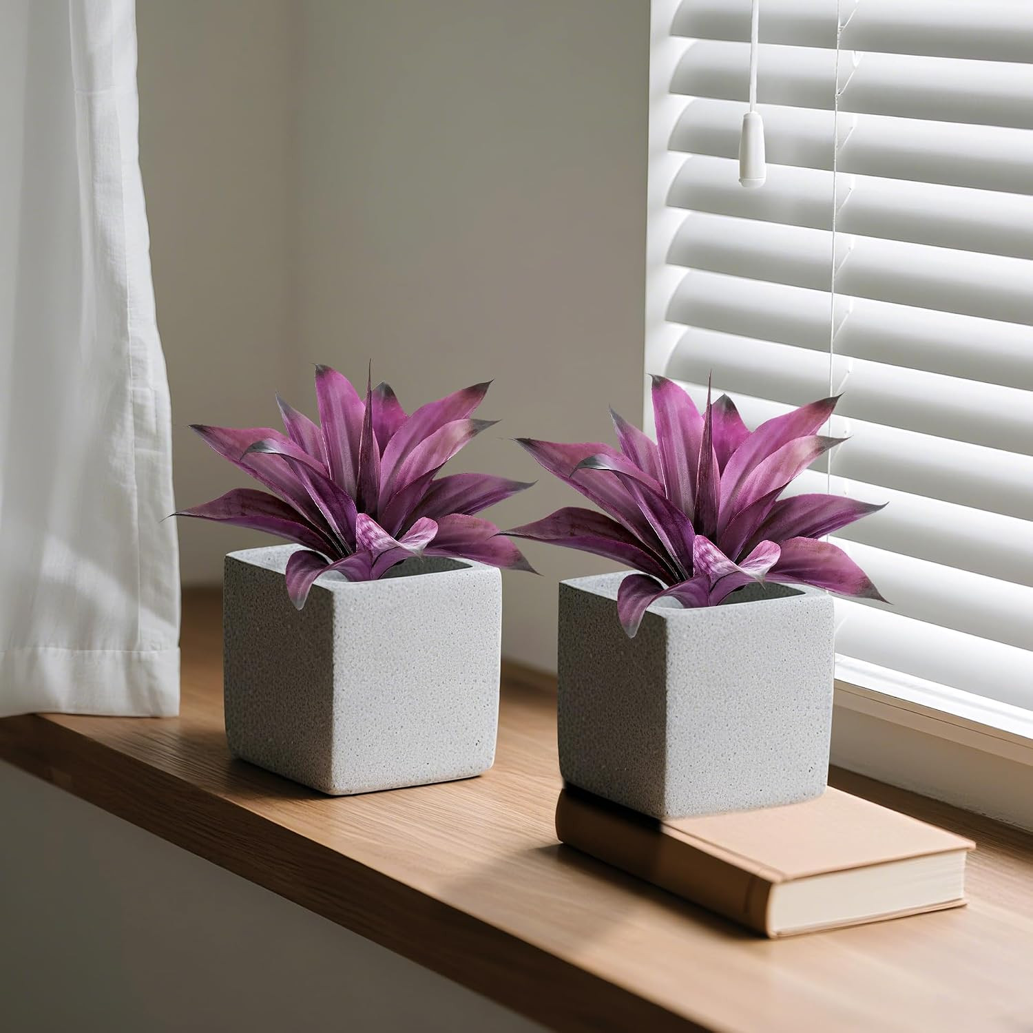 UV Resistant Faux Agave Plants – 14.2in Purple, 2 Pack for Indoor/Outdoor Use