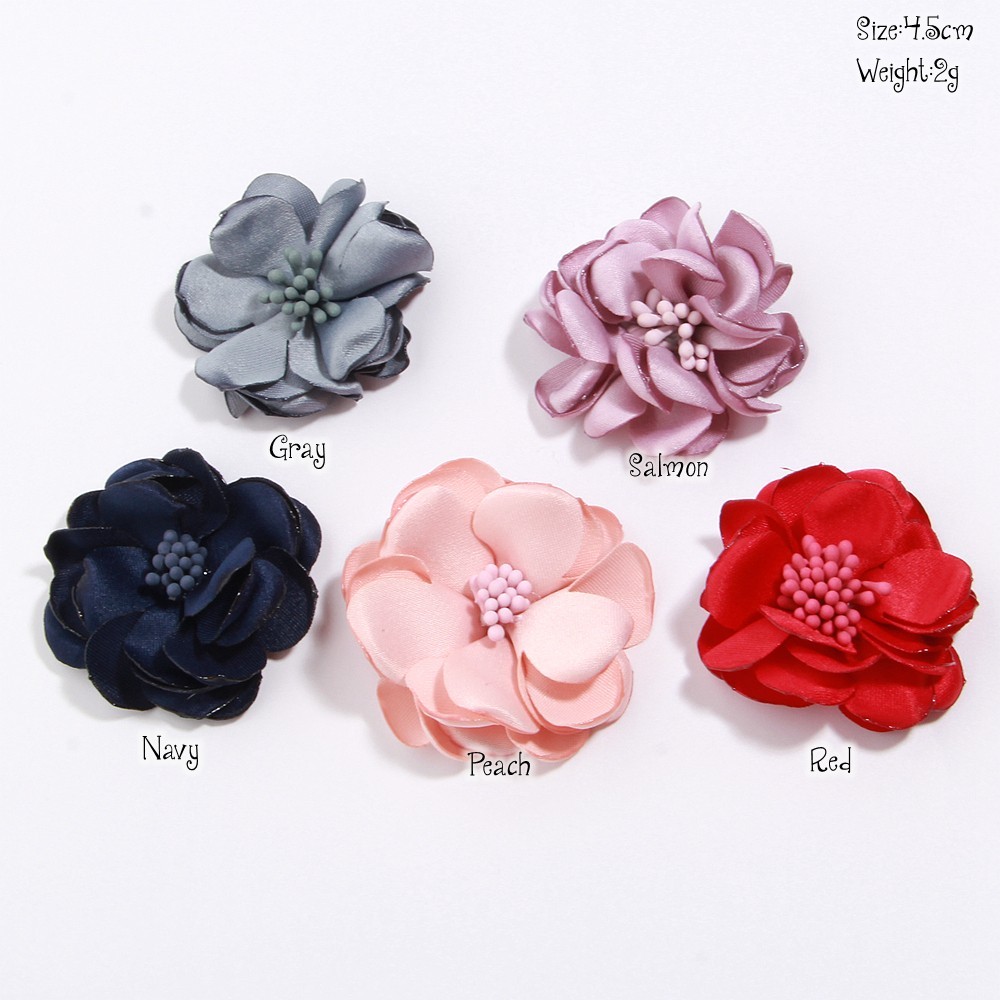 4.5CM Handmade Satin Fabric Artificial Flower For Wedding Party Clothing Decora
