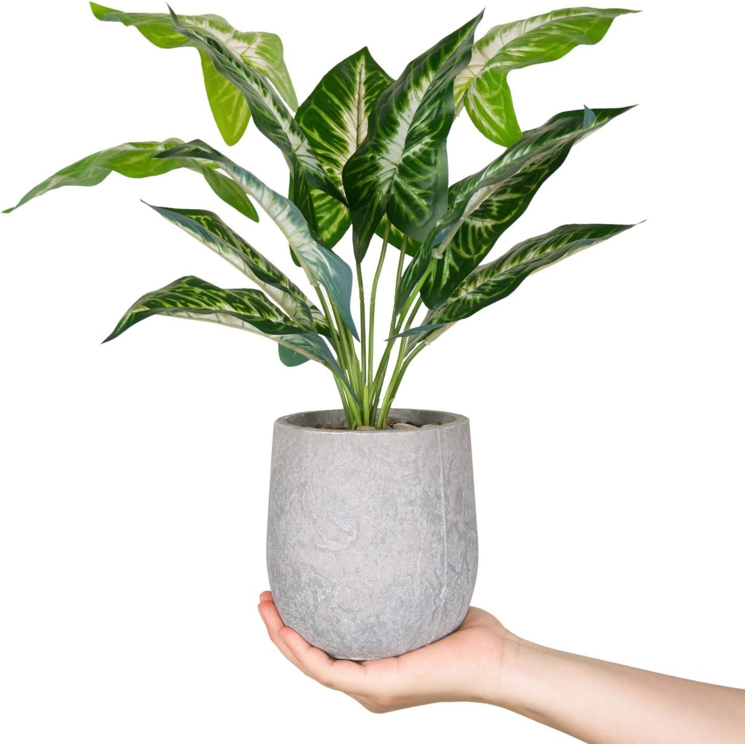 Eco-Friendly 16” Artificial Potted Taro Leaves – Perfect for Any Indoor Space