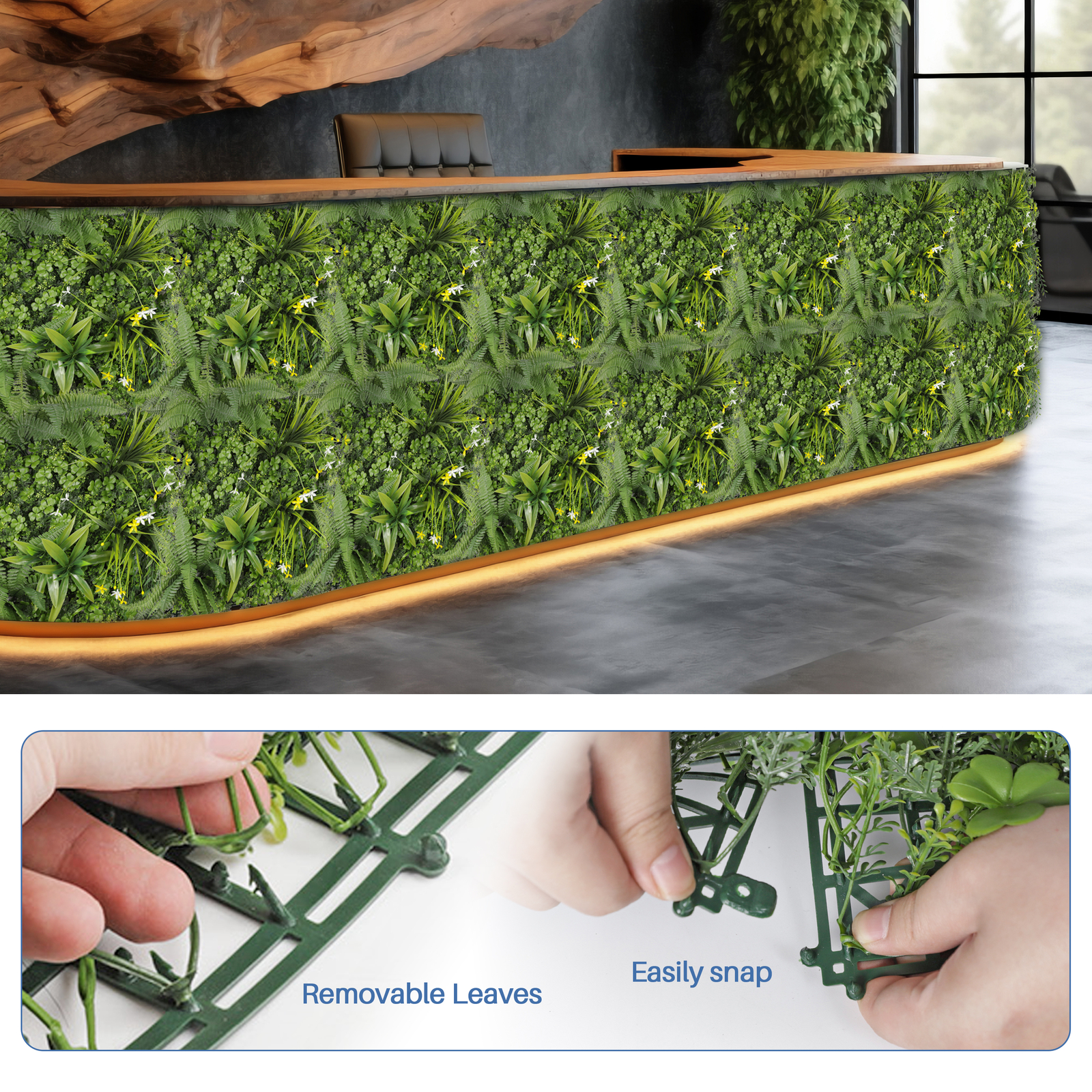20×20″ Artificial Grass Mats 3D Mixed Plant Wall Hedge Decor Privacy Fence Panel
