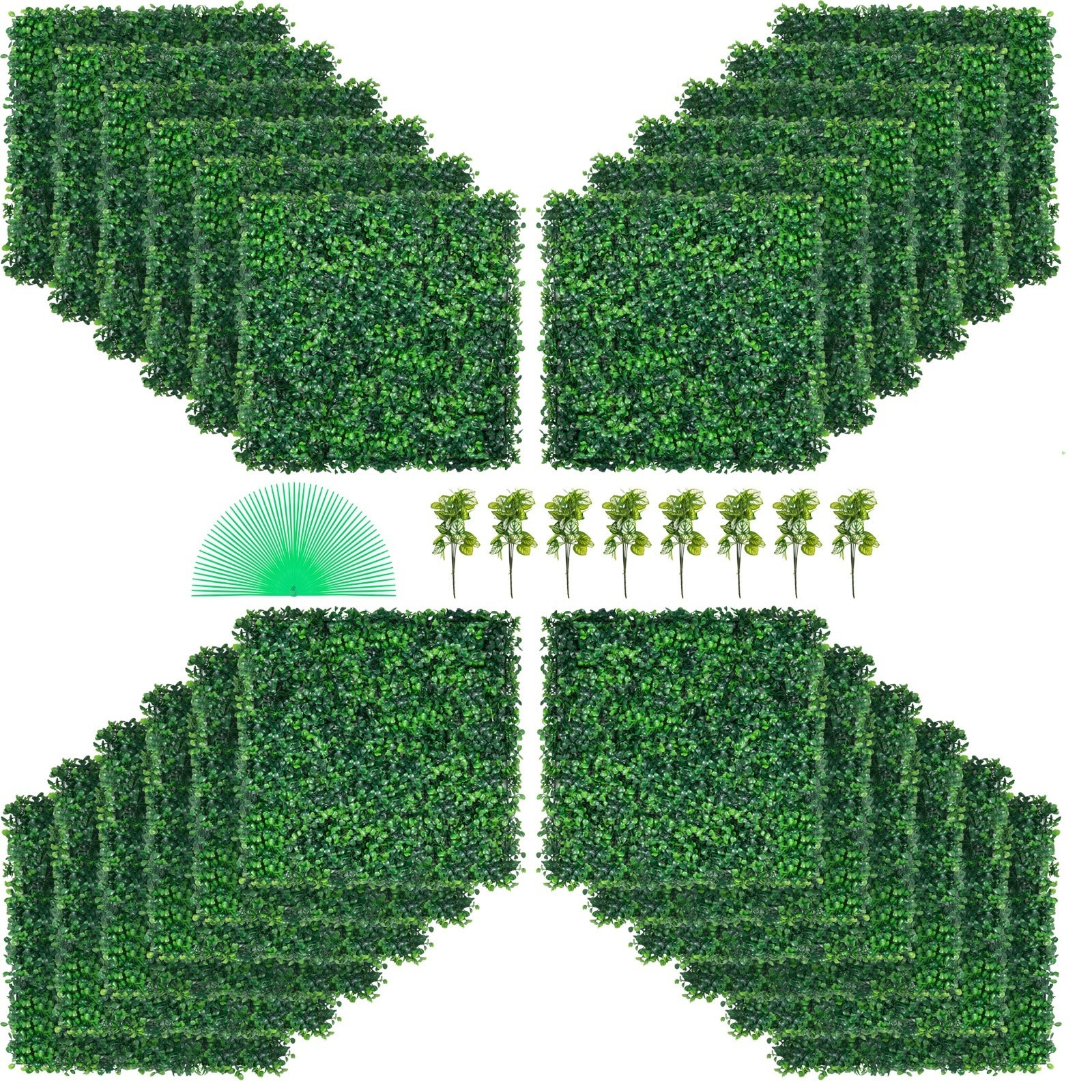 24-Pack 20×20-Inch Artificial Boxwood Hedge Wall Panels, 1.6-Inch Thickness