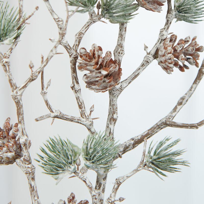 Set of 2 Winter White Artificial 25-1/2″ Pine Branches with Pine Cones