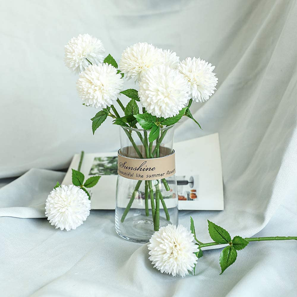 12 Pcs Artificial Chrysanthemum Ball Flowers Silk Bouquet for Home Garden Decor