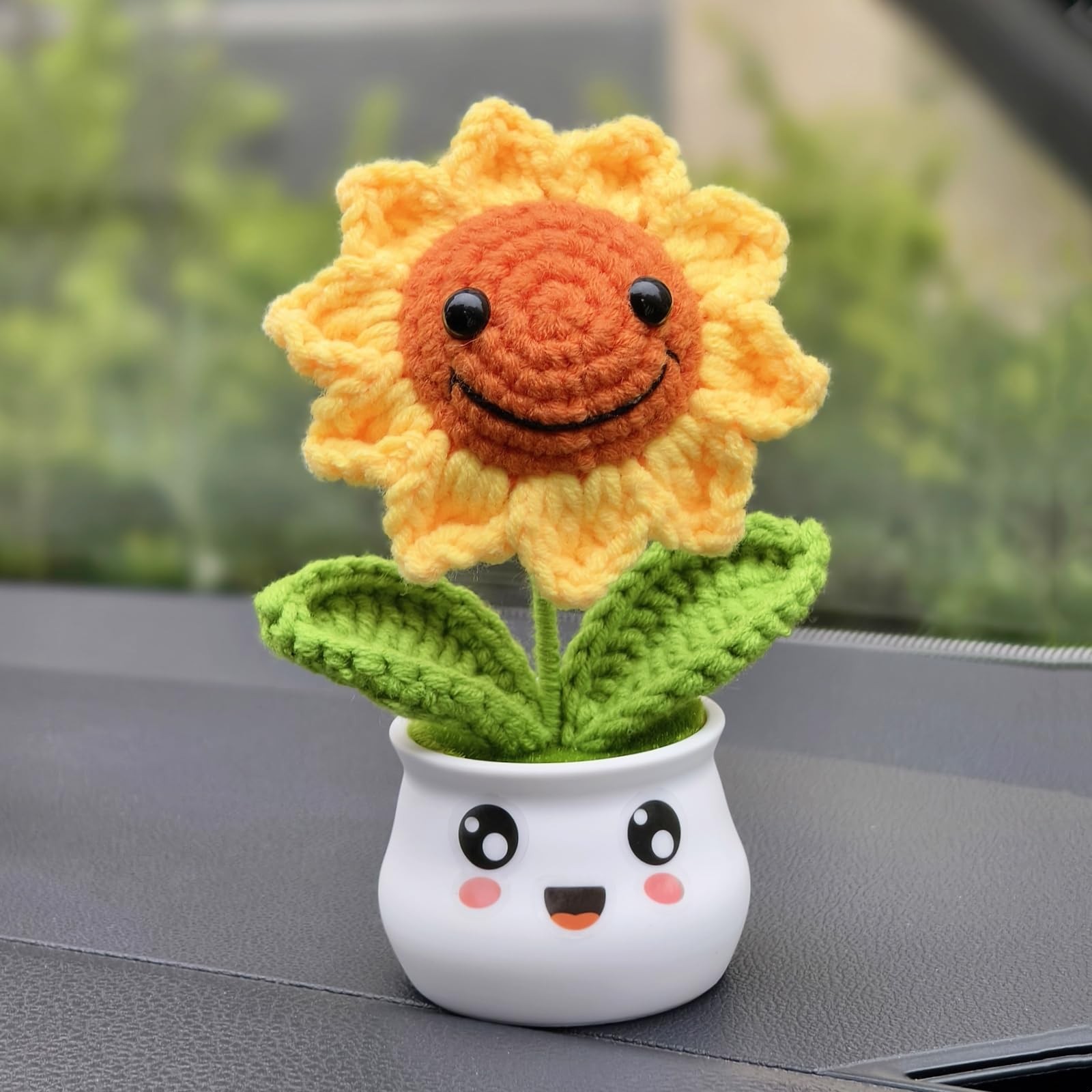 Crochet Sunflower Gifts for , Artificial Sun Flower for Office Desk Car Dashb…