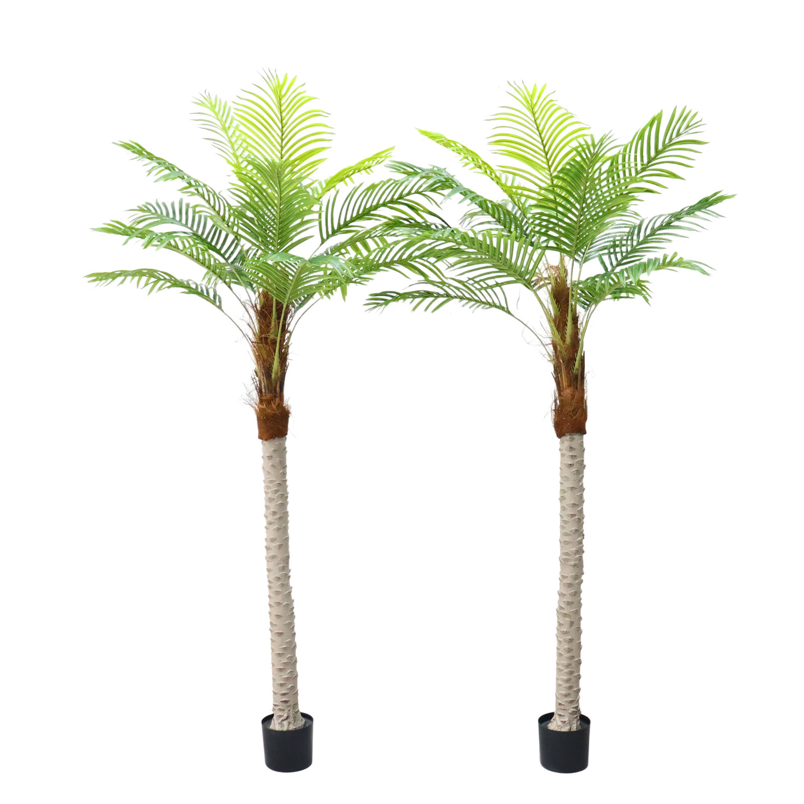 2pcs Artificial Palm Tree 210cm Realistic Tall Tropical Trees With 15pcs Leaves