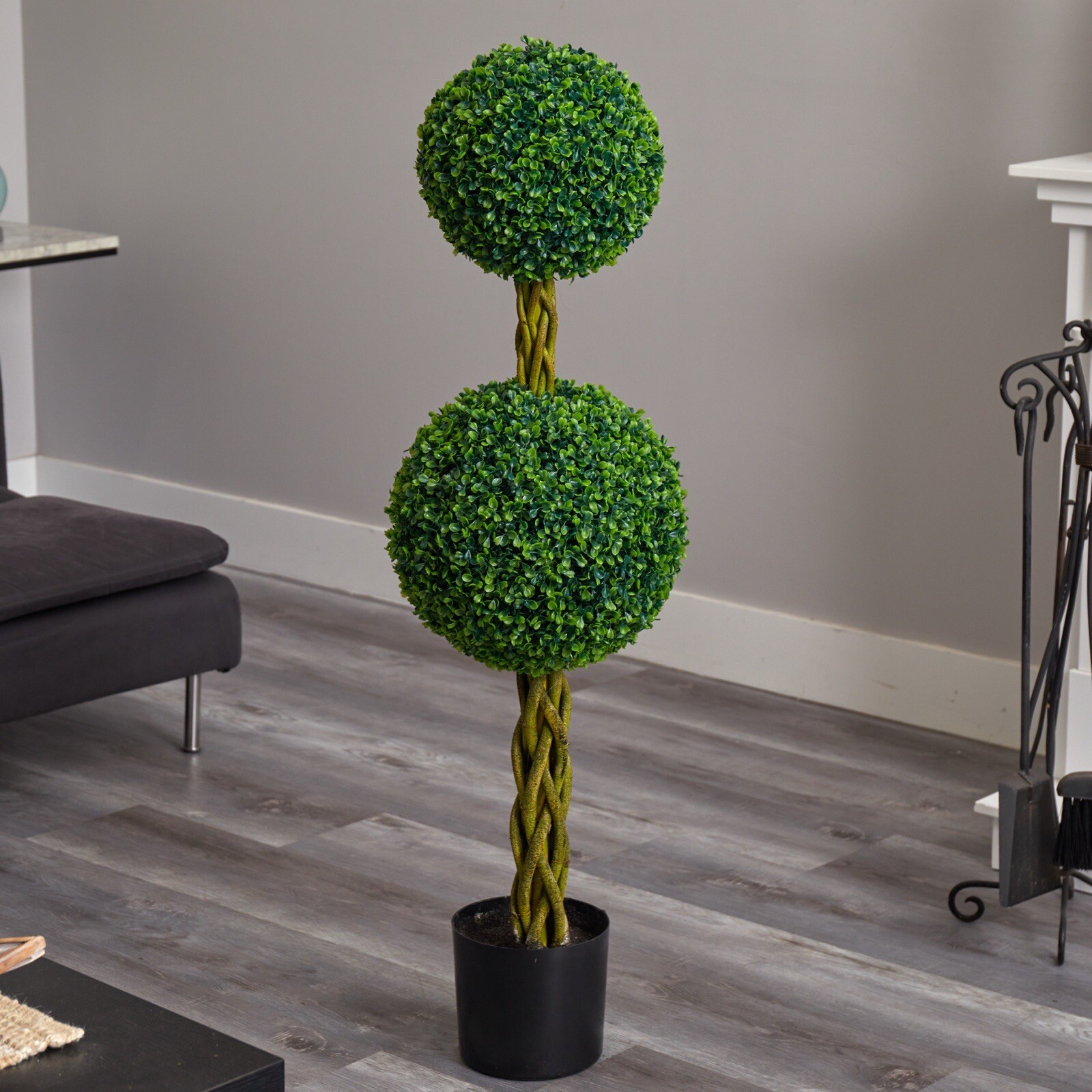 4’ Topiary Boxwood Artificial Double Tree UV (Indoor/Outdoor). Retail $244