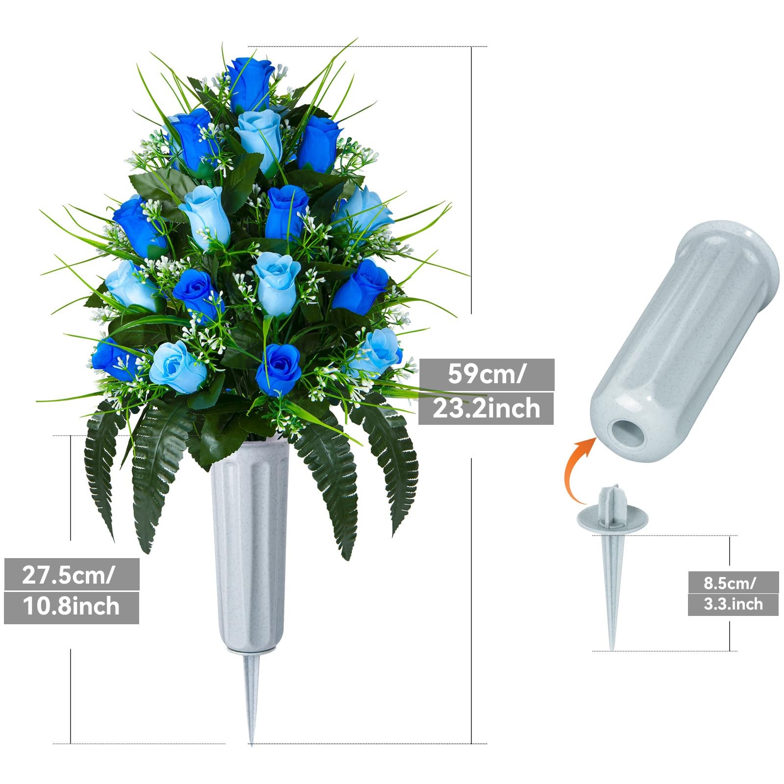 2 Sets Artificial Cemetery Flowers, Grave Decorations Roses, Memorial Flowers…