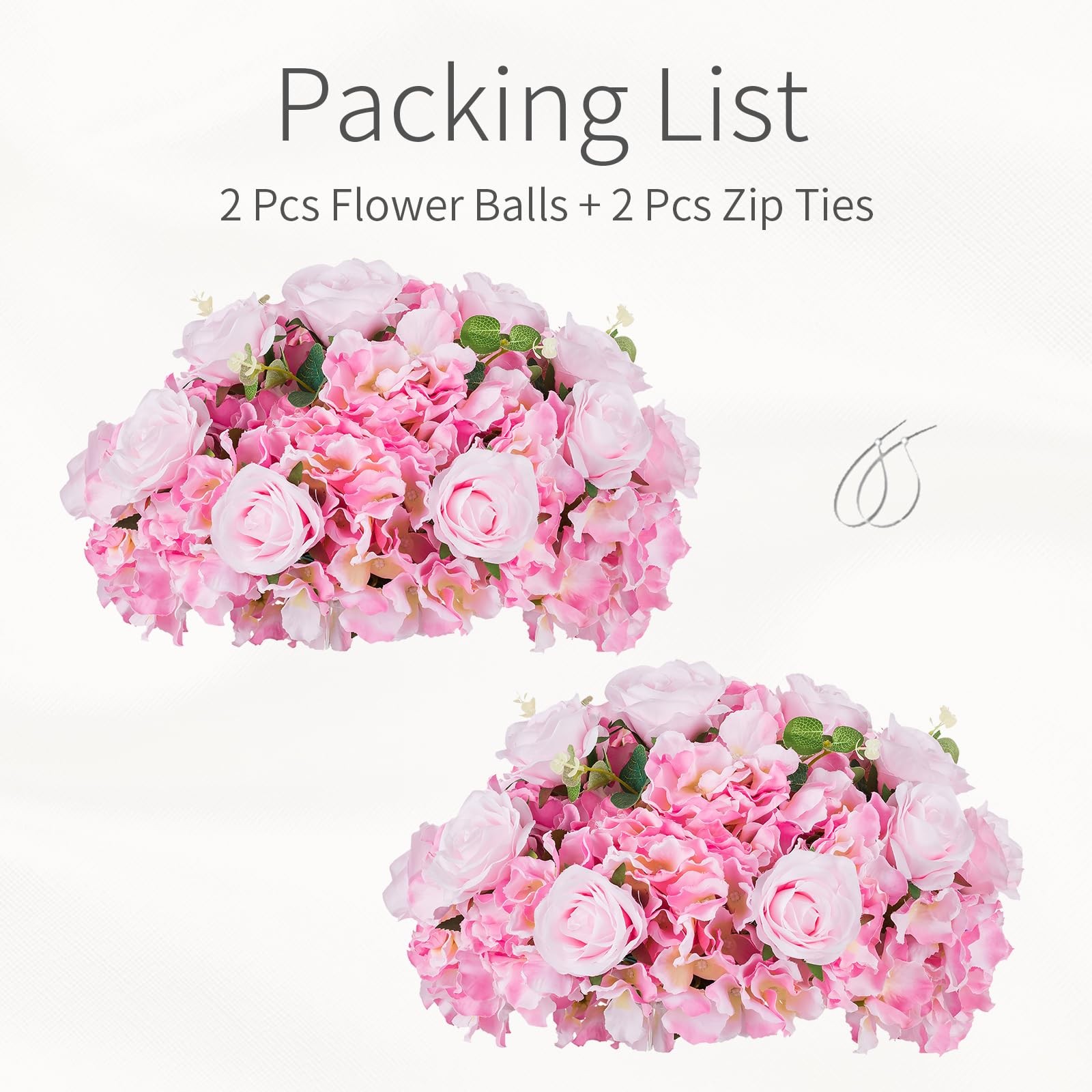 Pink Flowers Balls for Centerpieces: 15.7in Diam, Set of 2