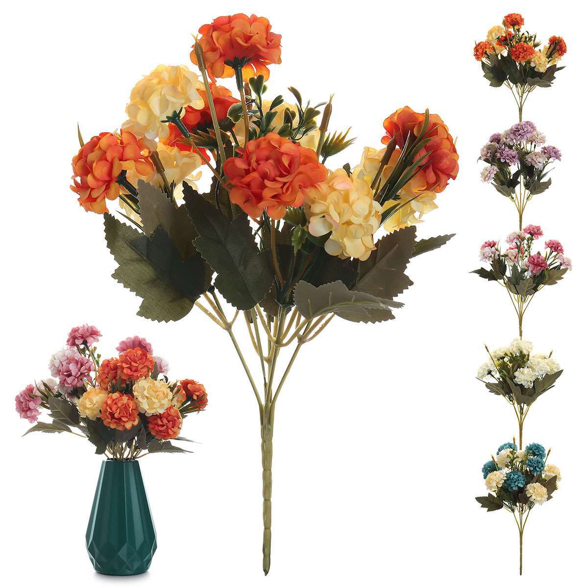 10 Heads Artificial Hydrangea Flowers Silk Bouquet Party Home Decor UV Resistant