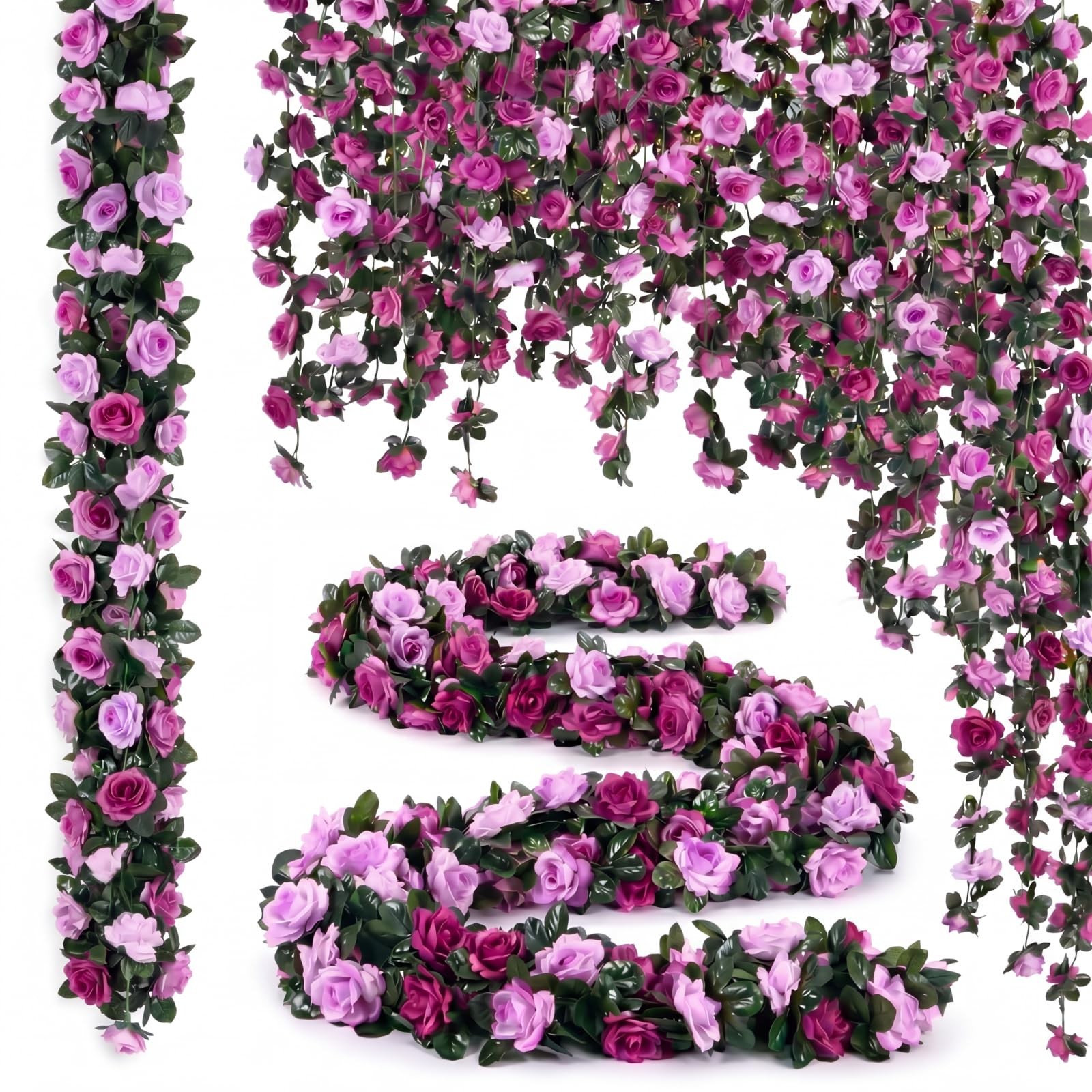 Suncalla 30 Pcs 246ft Flower Garland Artificial Vine with Green Leaves Hangin…