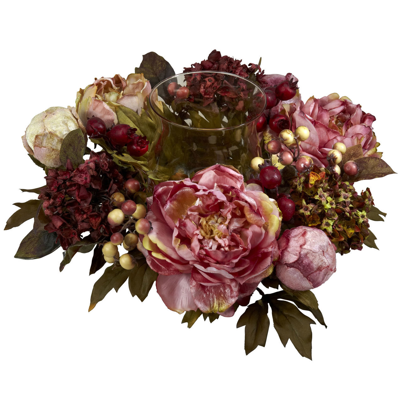 16″ ARTIFICIAL SILK LARGE PEONY FALL FLOWER CANDELABRUM CENTERPIECE ARRANGEMENT