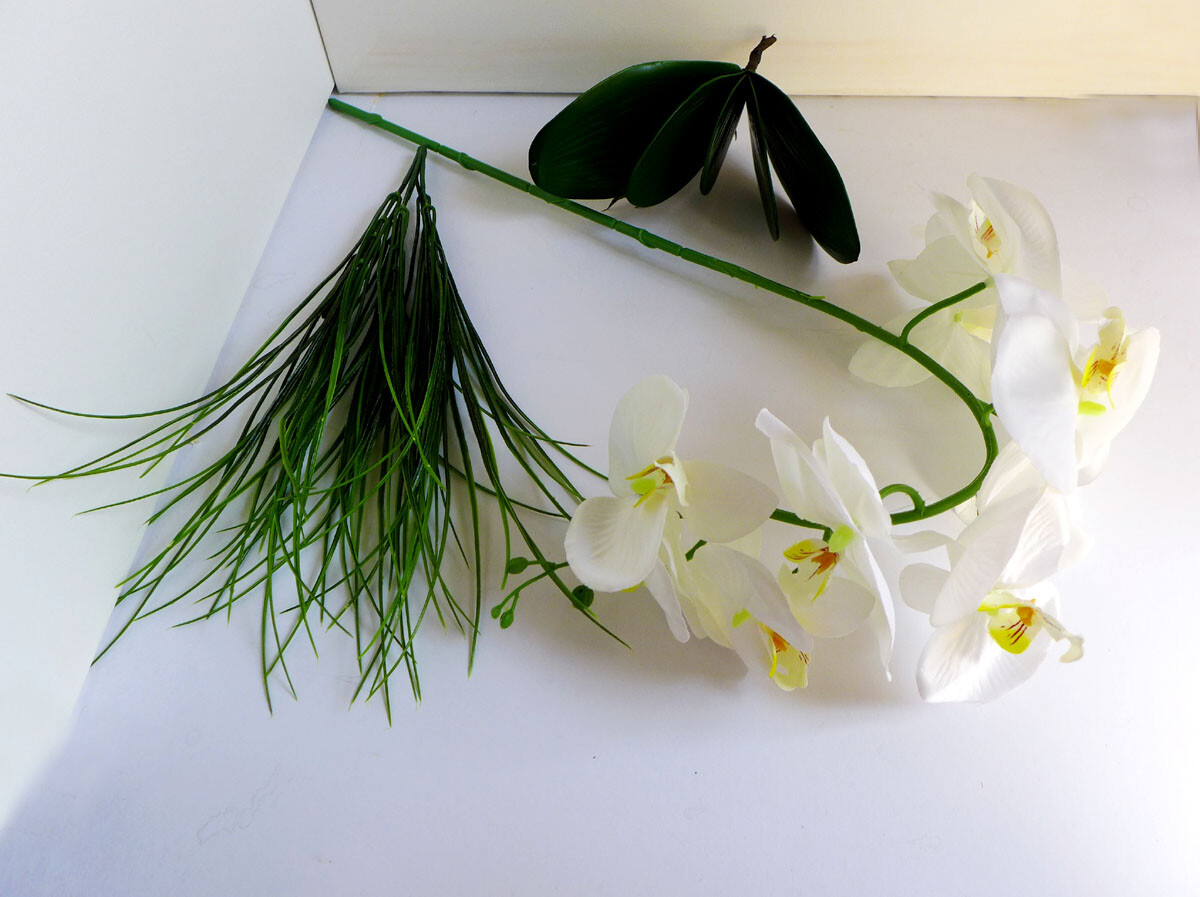 3 Pcs Artificial Plants Butterfly Orchid Flower With Fake Grass (#43)