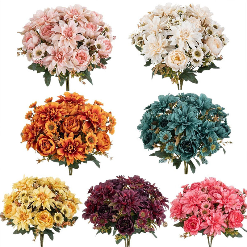 Artificial Flower Similated Silk Dahlia Decoration Bouquet Party DIY Accessories