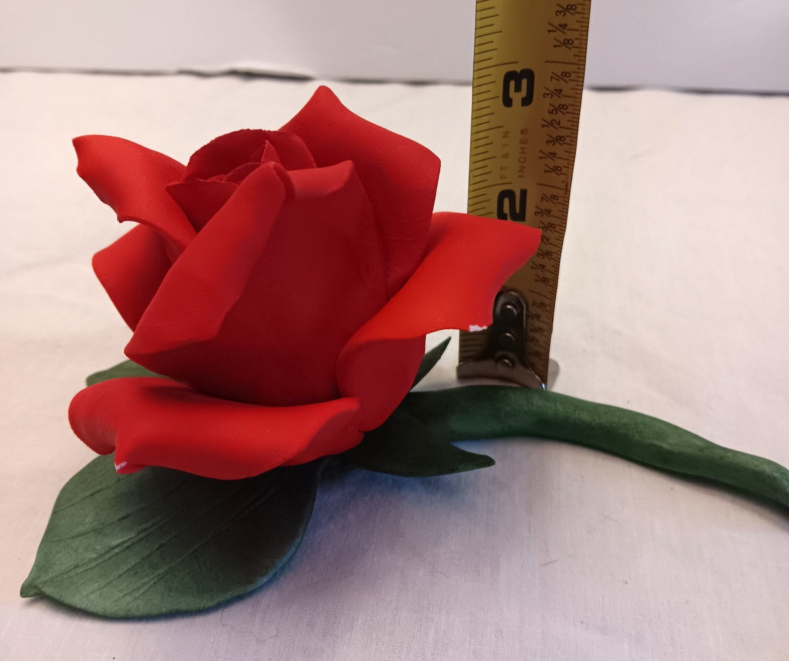 Vtg Capodimonte Red Rose on Stem Romantic Decor Made in Italy
