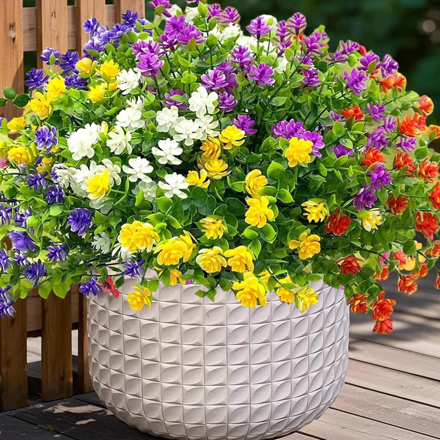 Colorful Artificial Flowers for Outdoors, 10 Bundles Realistic Spring Outdoor…