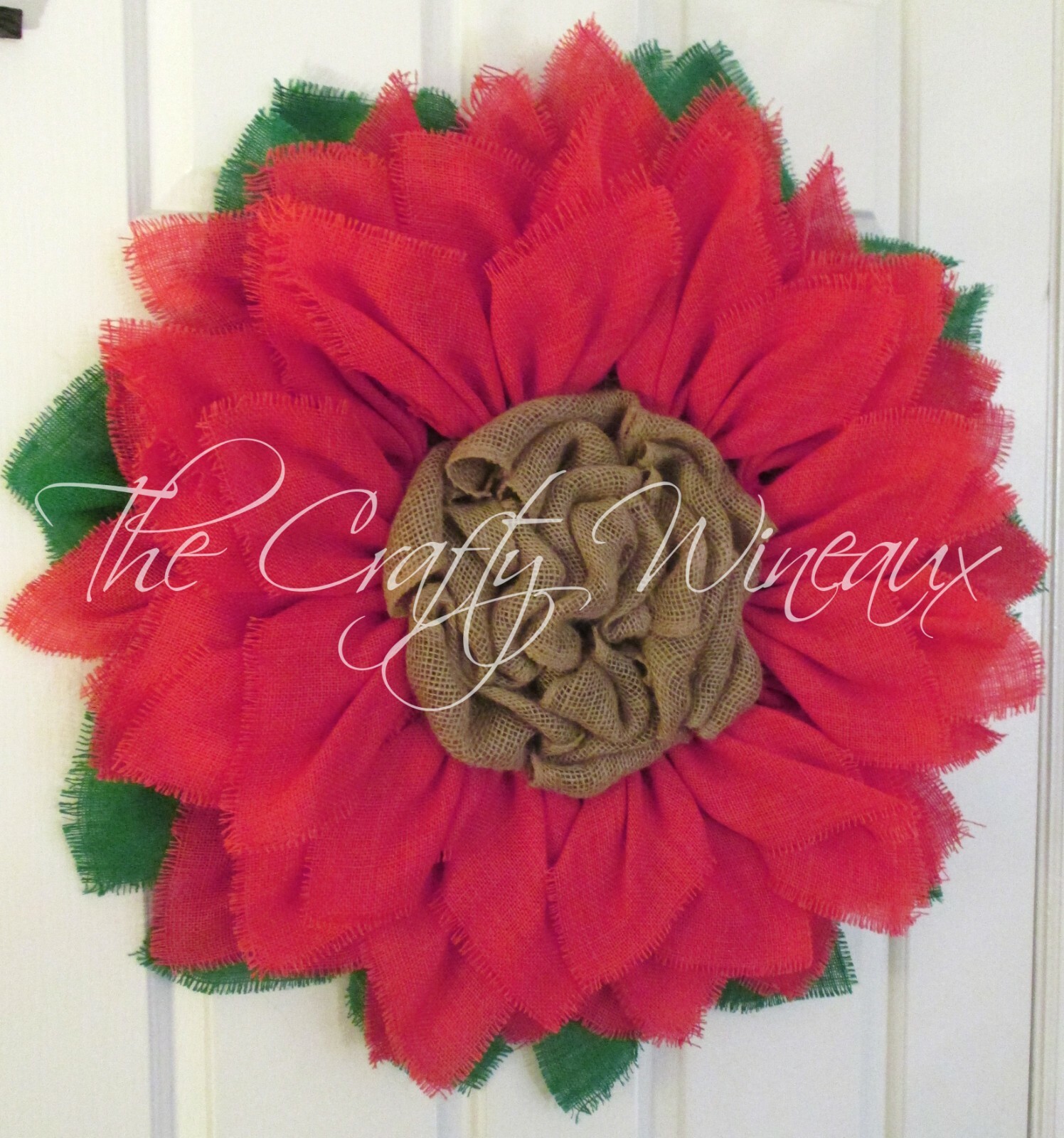 The Crafty Wineaux – Extra Large 30″ Rich Coral Pink Burlap Sunflower Wreath