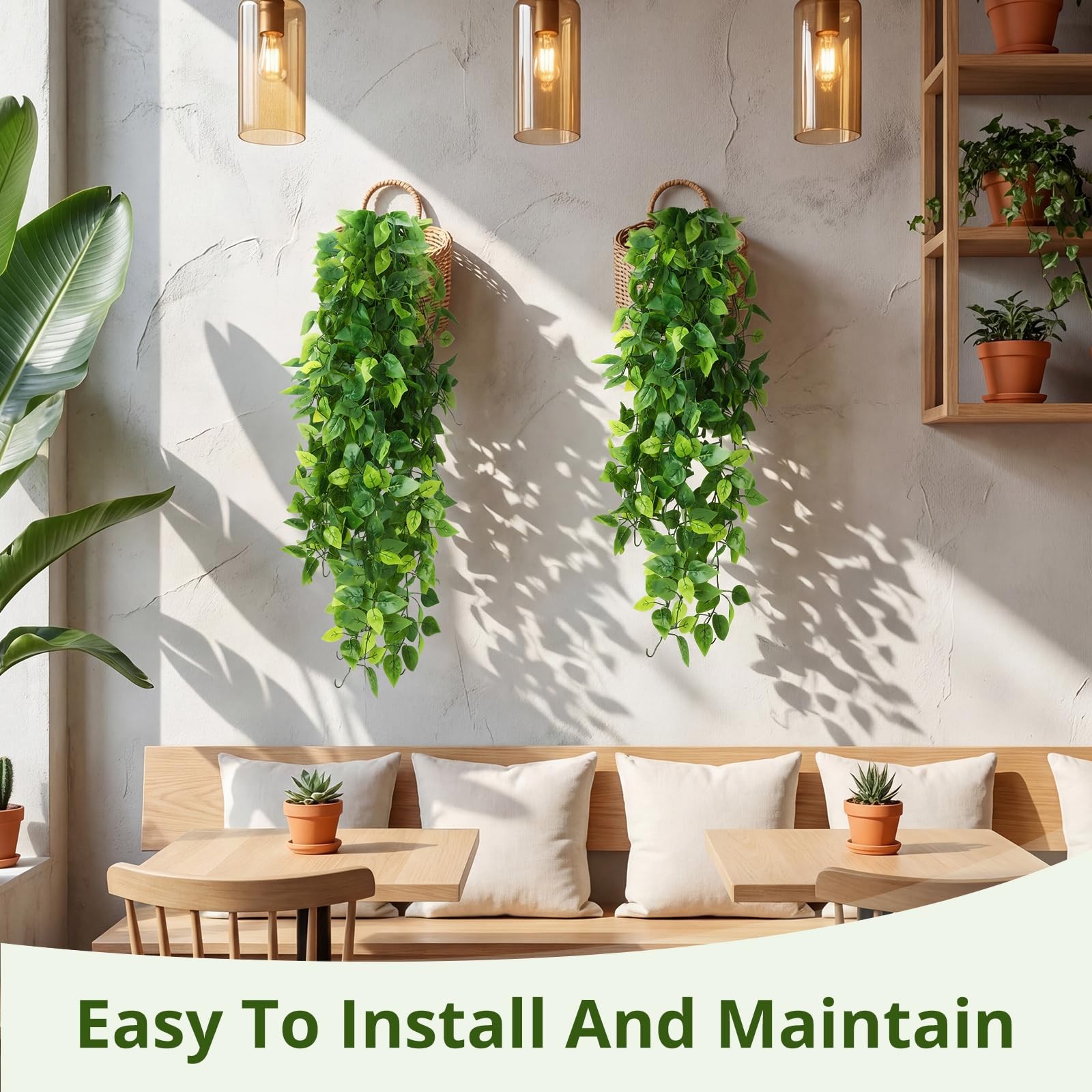 XunYee 48 Pcs Artificial Hanging Plants 3.6FT Fake Hanging Plants for Living …