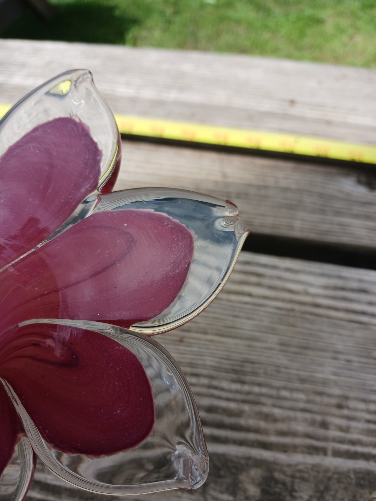 Large 17″ Blown Glass Pink Flower One Petal Chipped