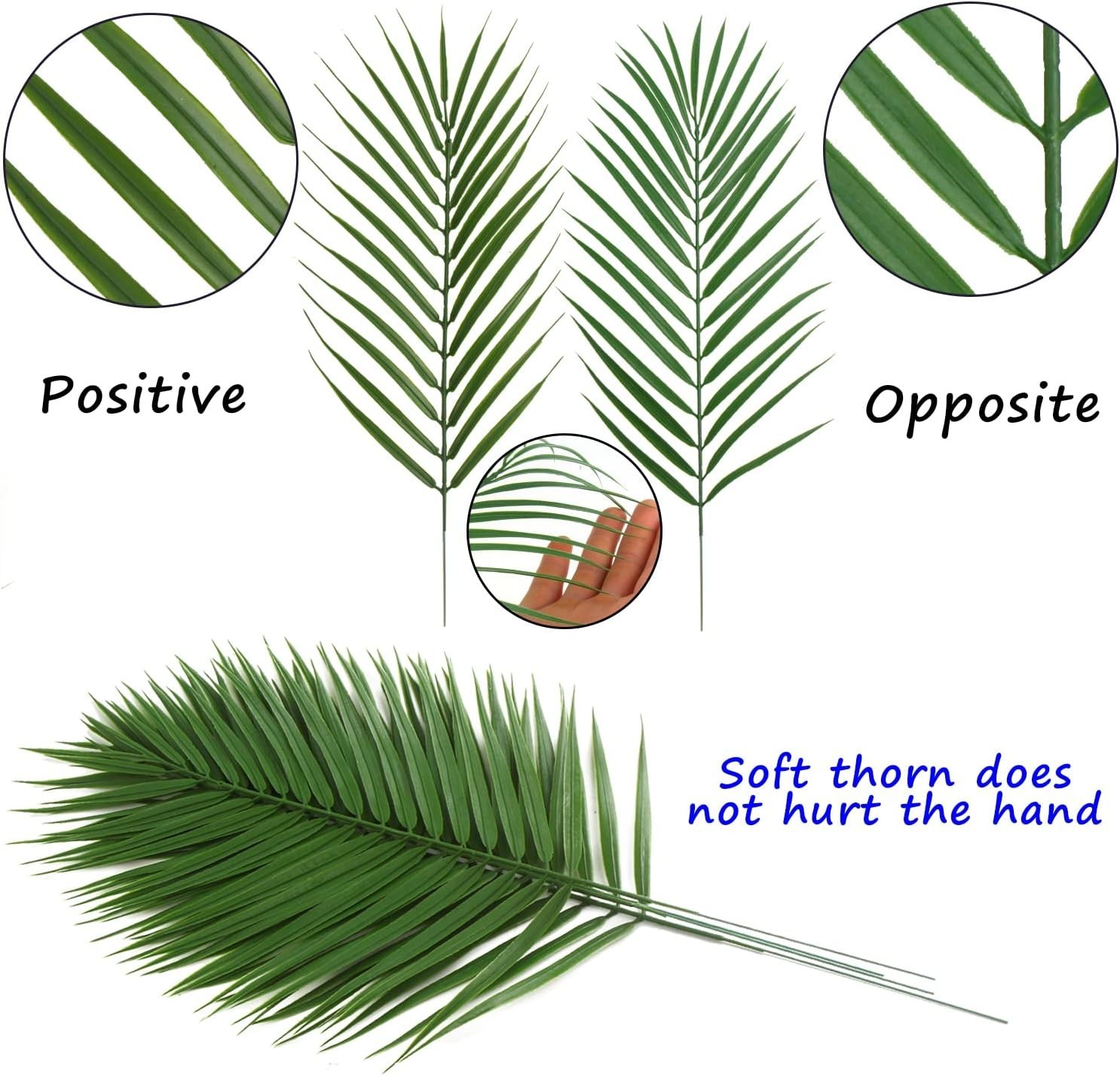16 PCS Artificial Palm Leaves, Faux Large Palm Fronds Fake Tropical Plant Sim…