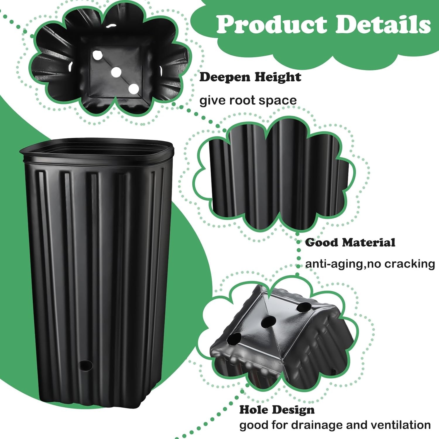 100 Pcs Tall Tree Pots, Plastic Deep Plant Nursery Pots, Tall Seedling Flower Pl