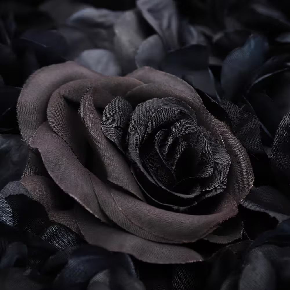 12-Pieces 23.62 In.X15.75 In. Black Artificial Flower Wall Panel Artificial Dahl