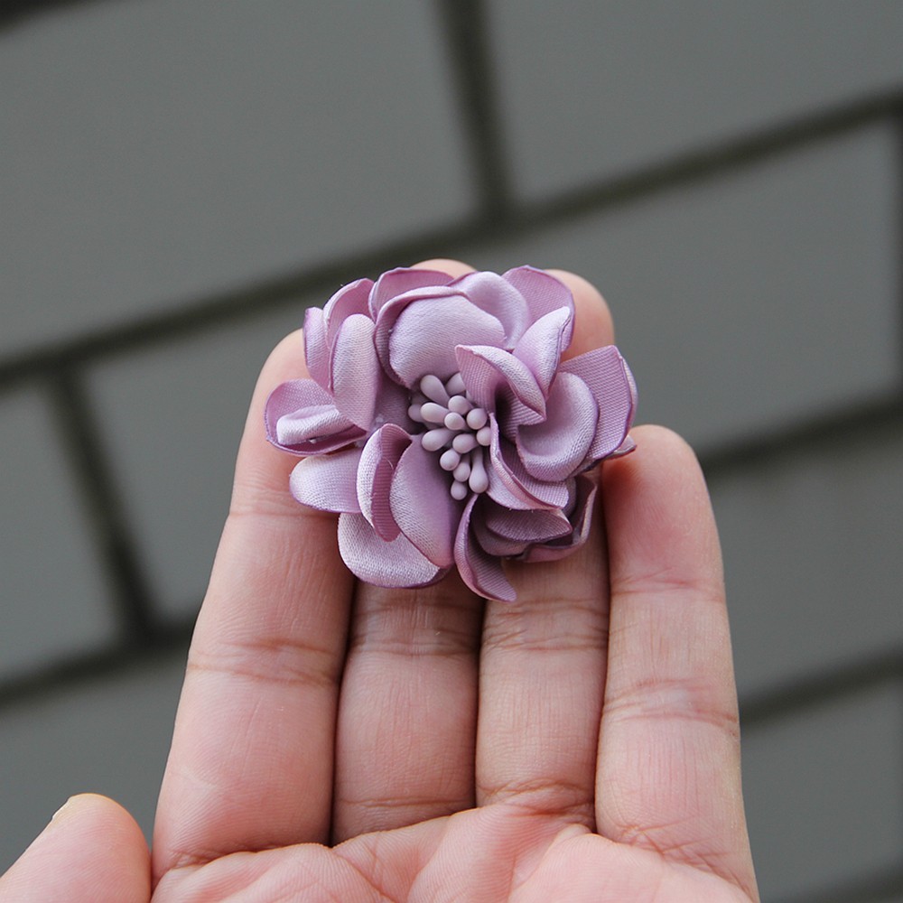 4.5CM Handmade Satin Fabric Artificial Flower For Wedding Party Clothing Decora